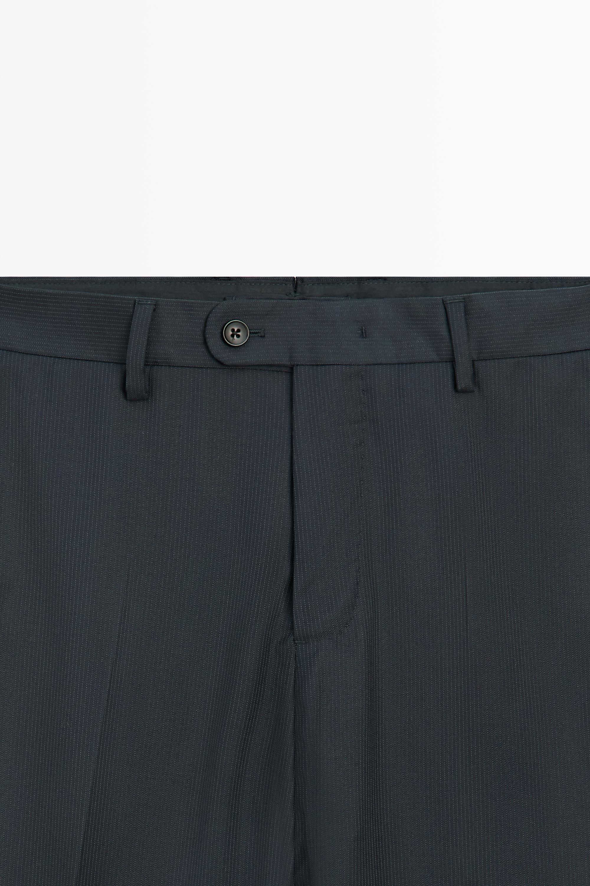 Striped wool blend suit trousers — NAVY BLUE