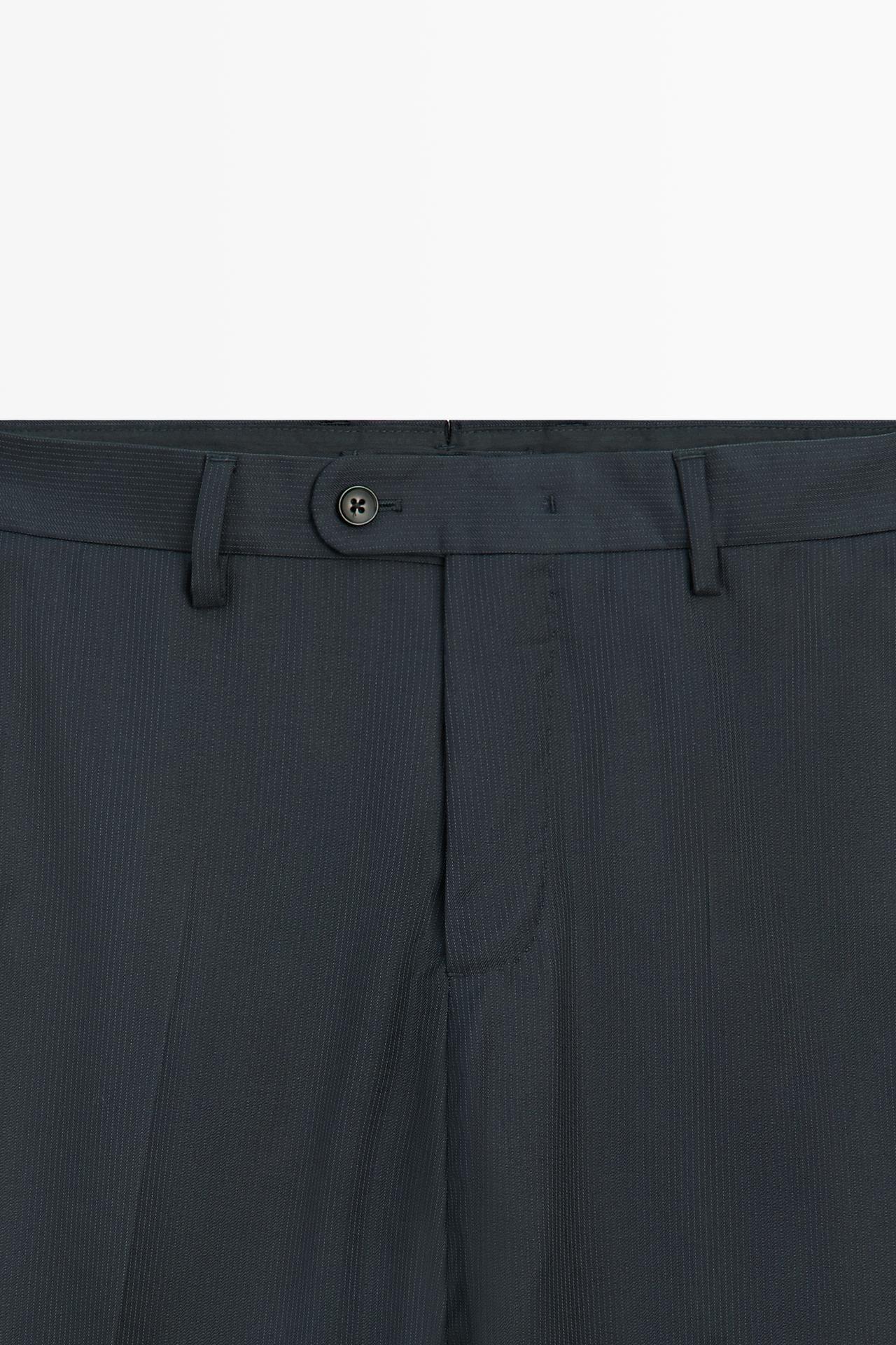 Striped wool blend suit trousers — NAVY BLUE