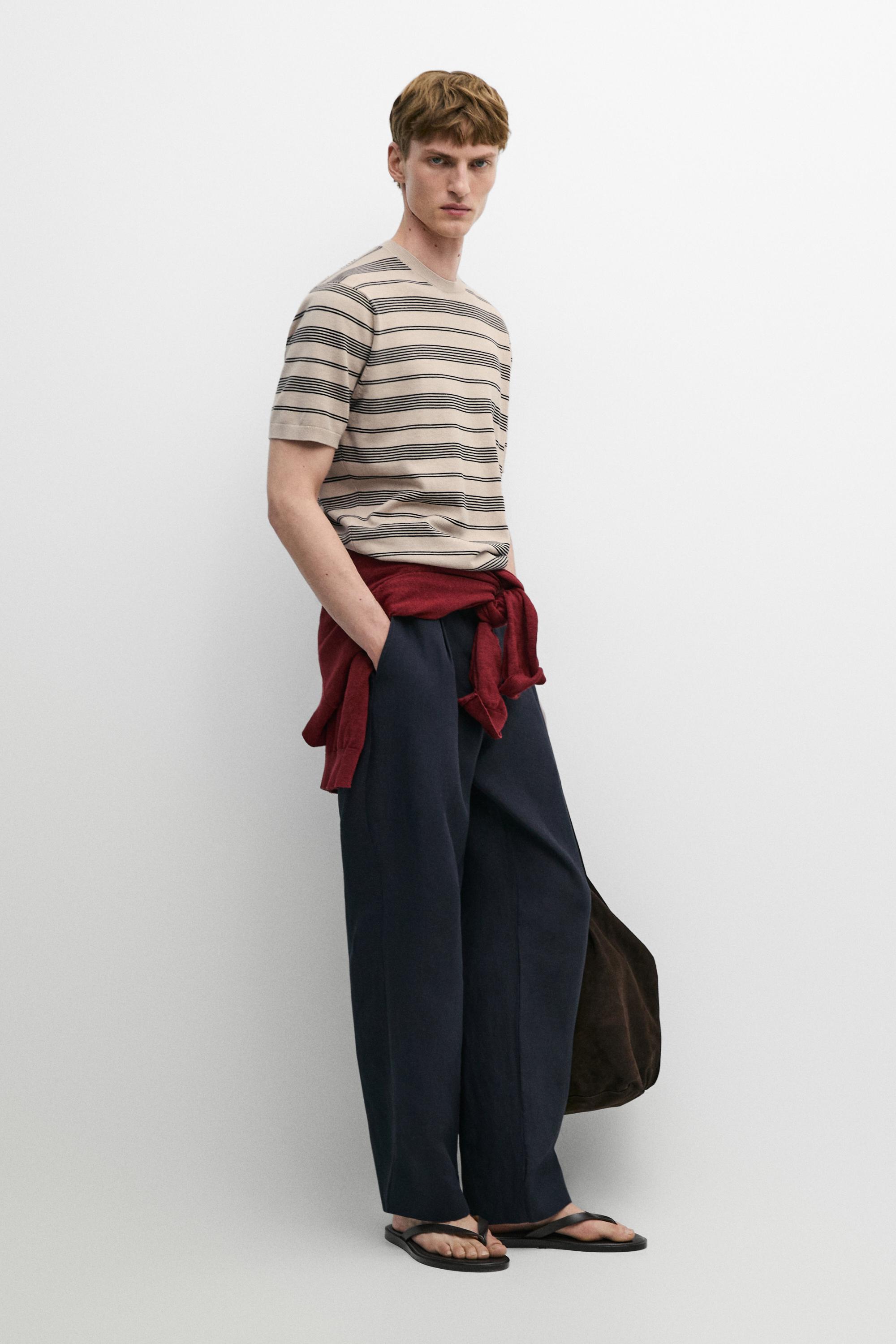 Pullover in maglia a maniche corte a righe
