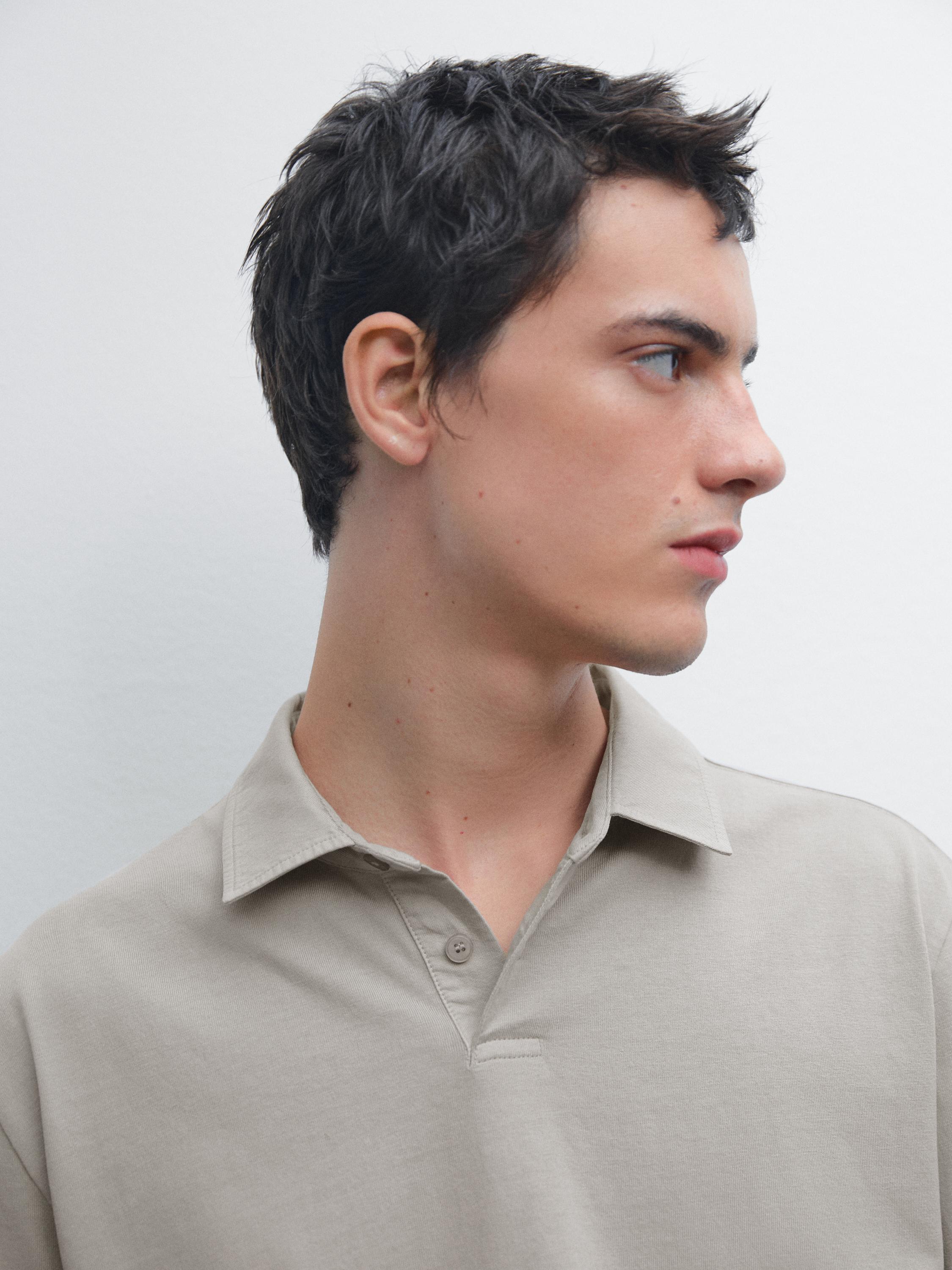 100% cotton distressed-effect polo shirt