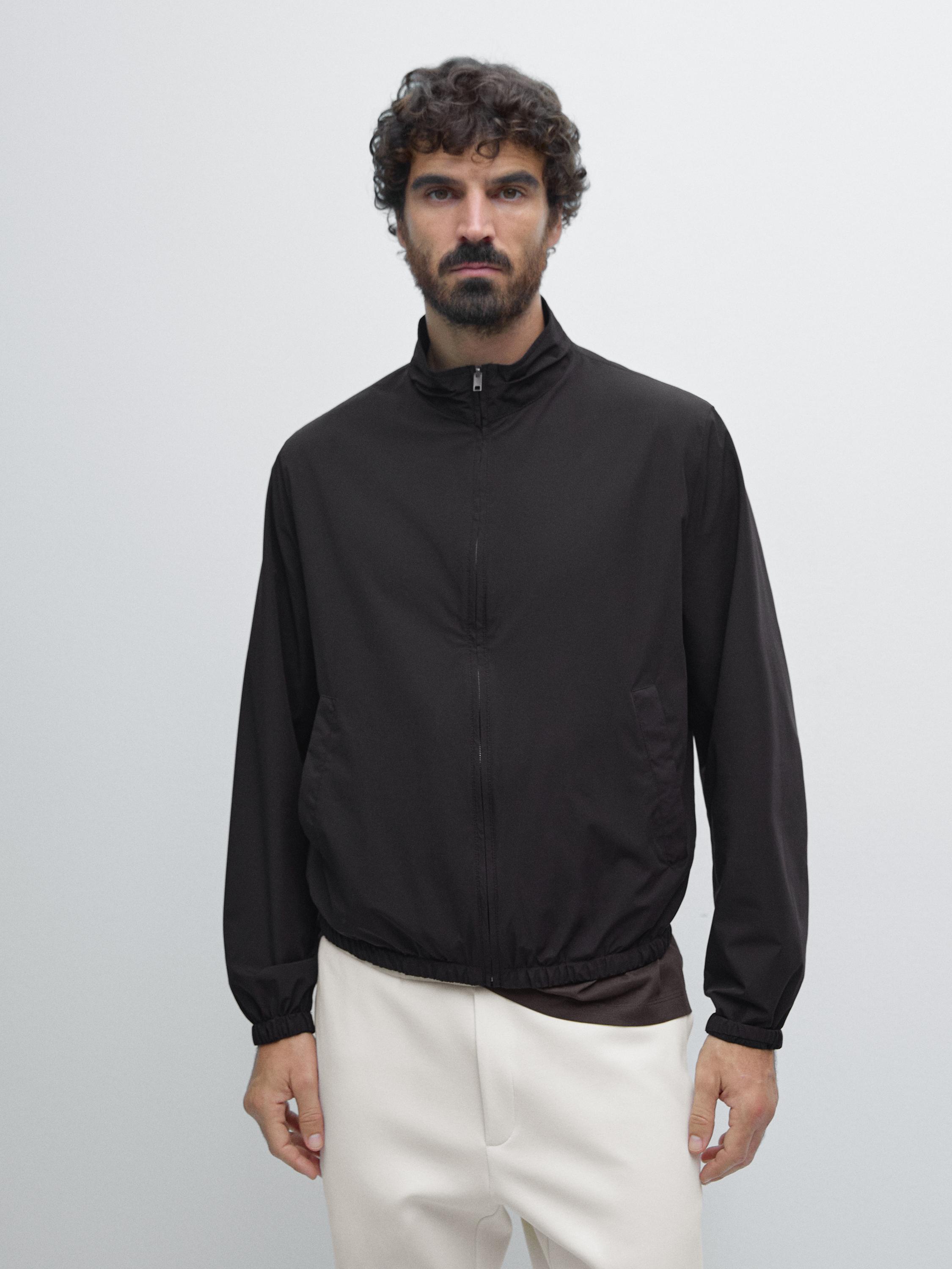 Reversible high neck jacket — BLACK