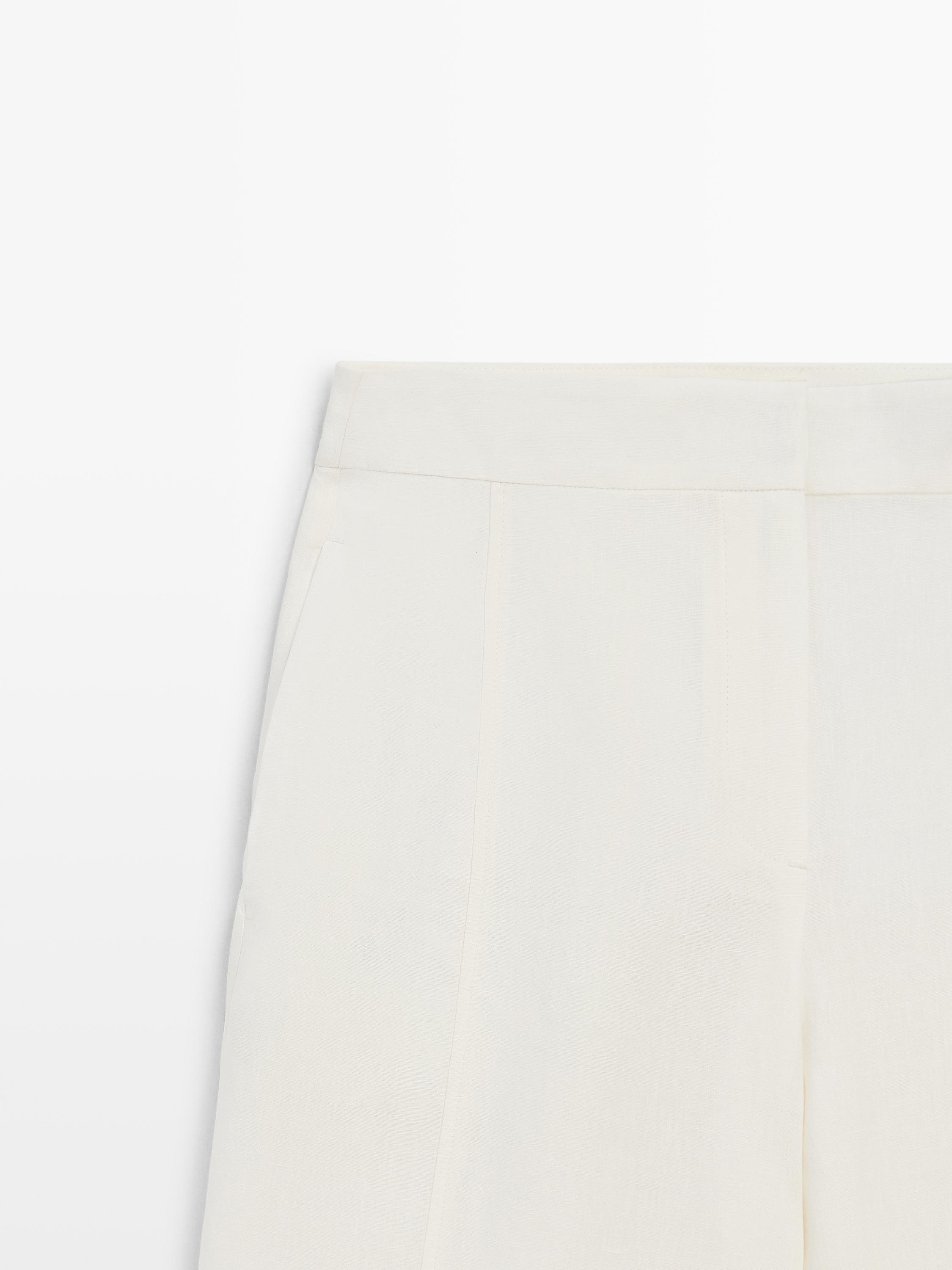 Linen barrel fit pants — Off white
