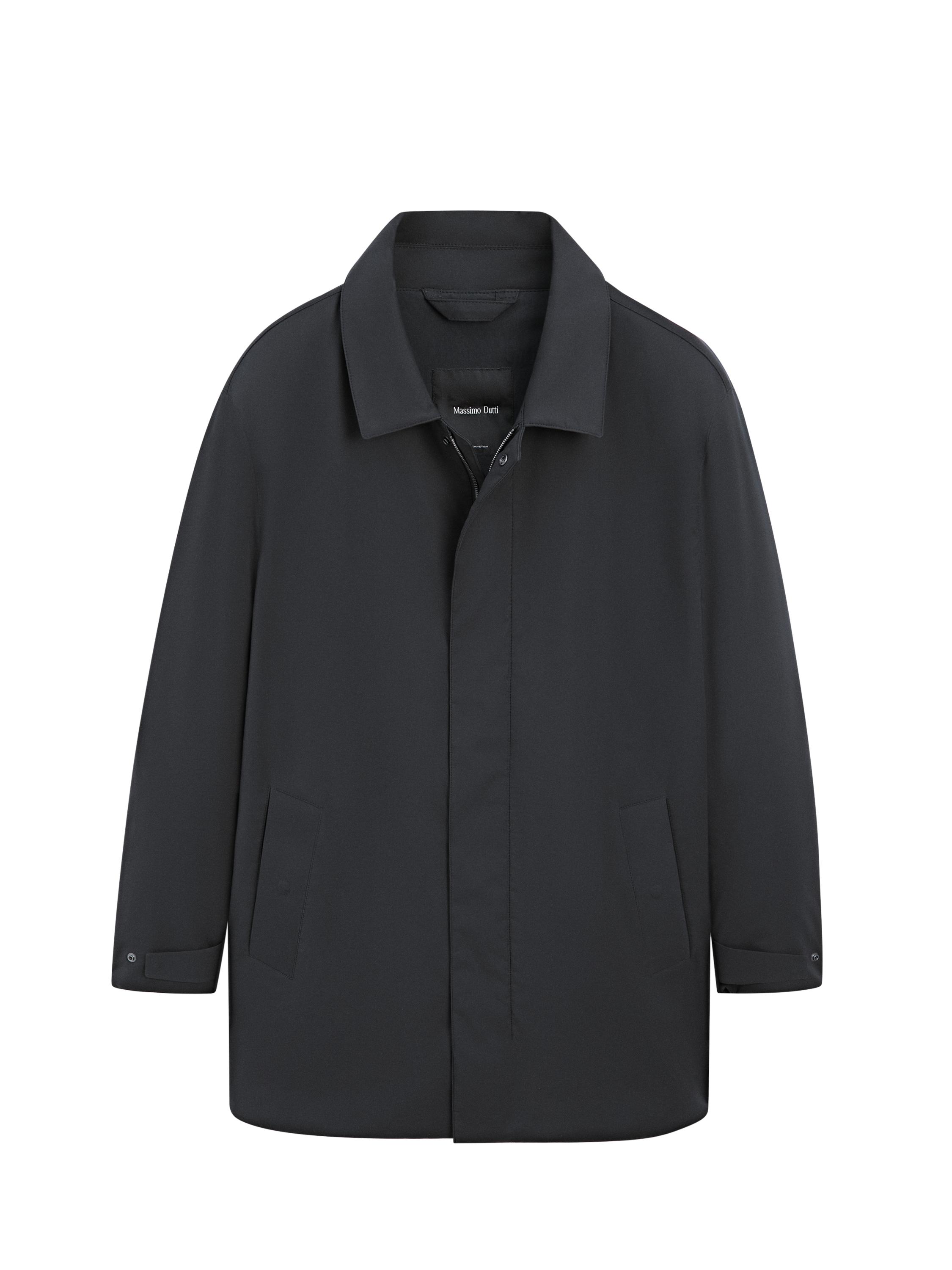 Water-repellent fabric trench coat — NAVY BLUE