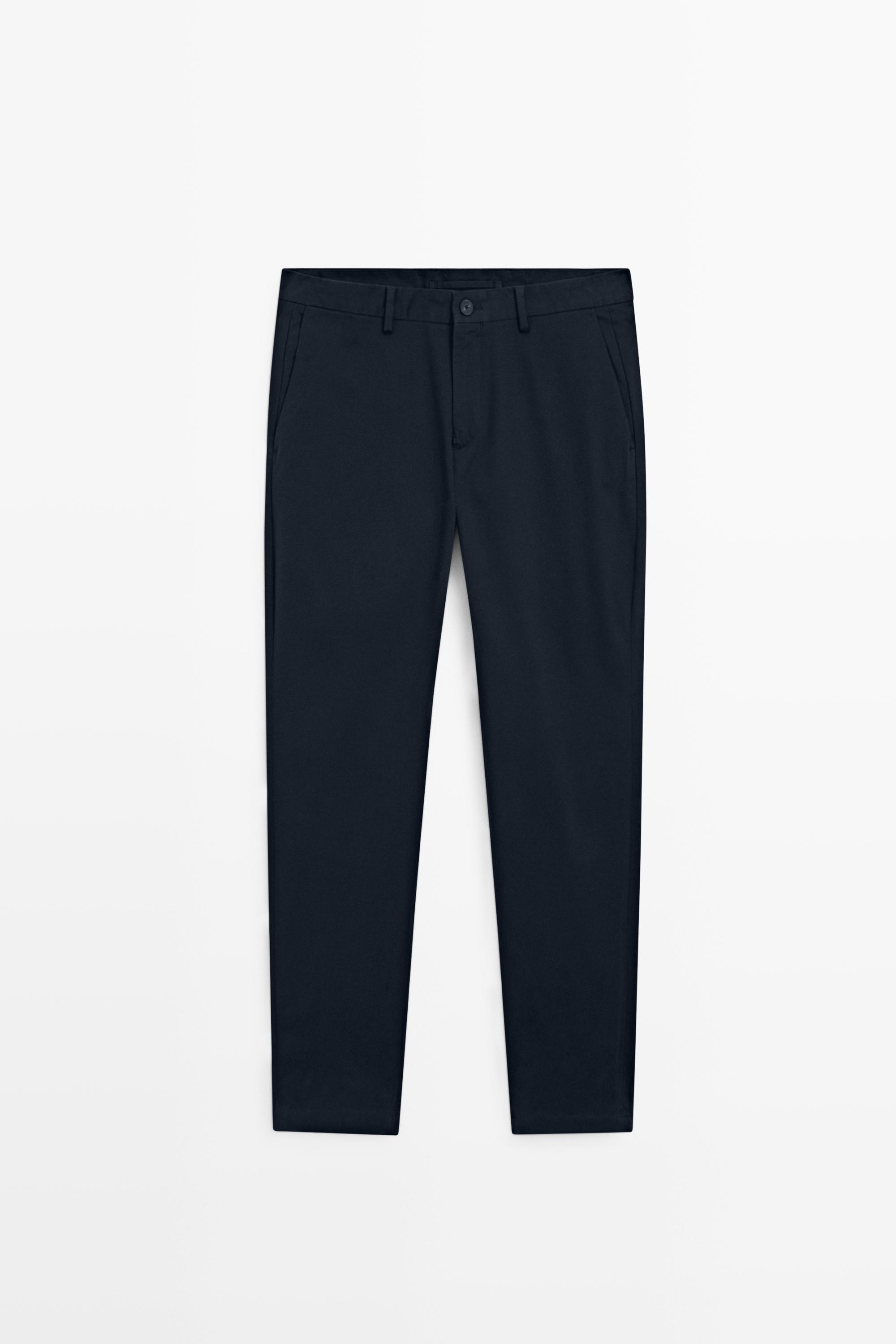 Slim fit cotton trousers — NAVY BLUE