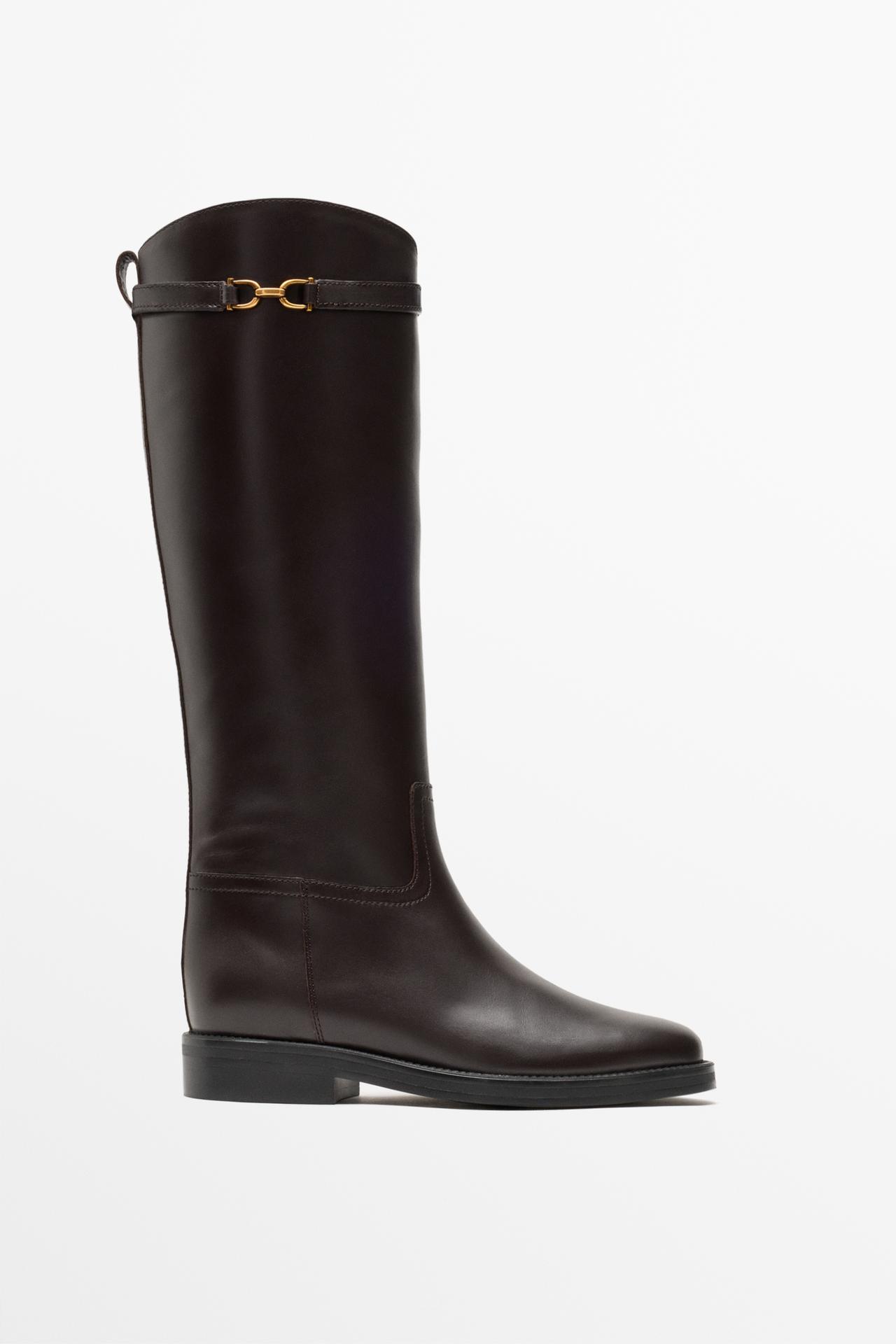 Leather riding boot — BROWN