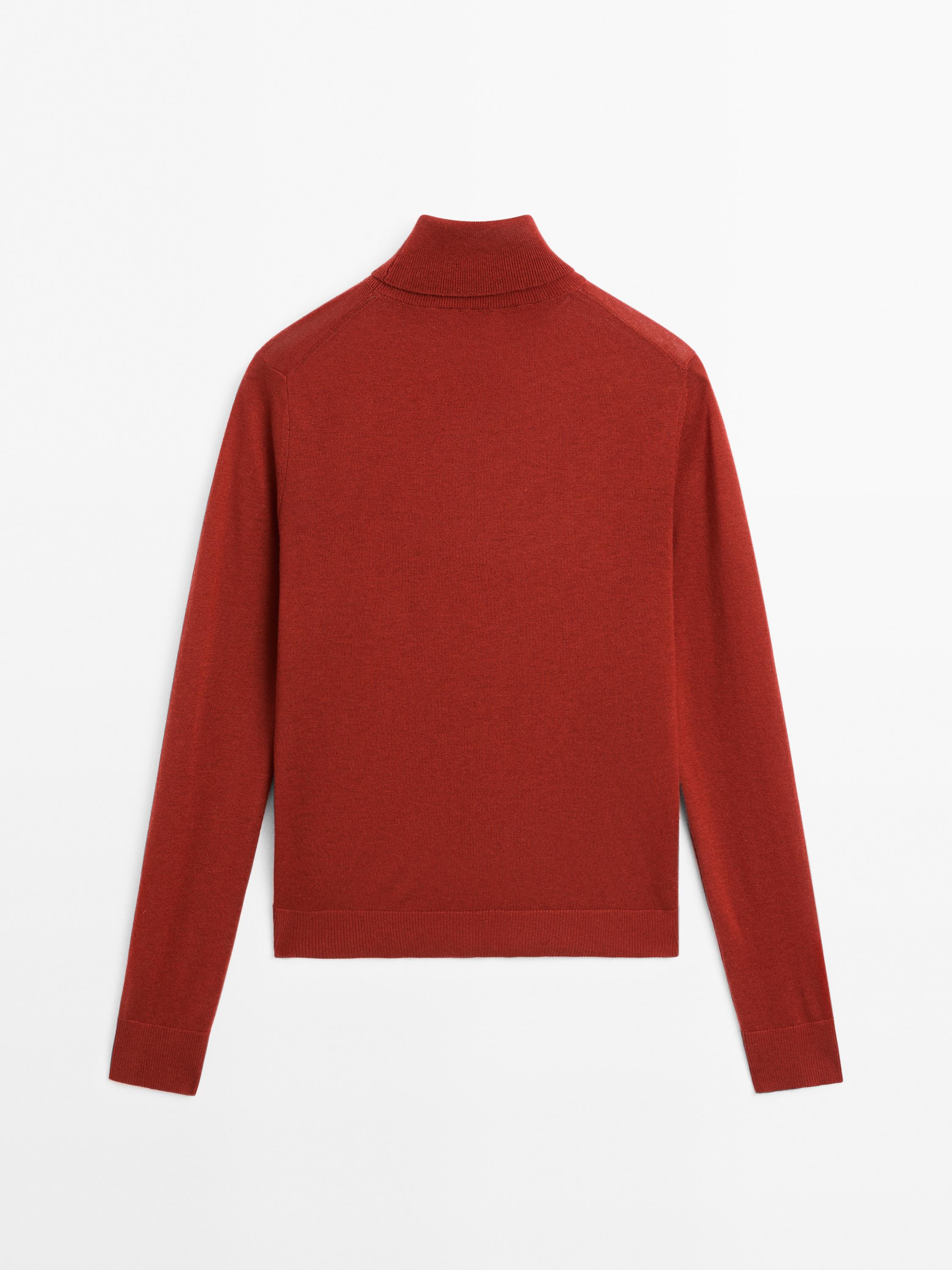 High neck wool blend sweater