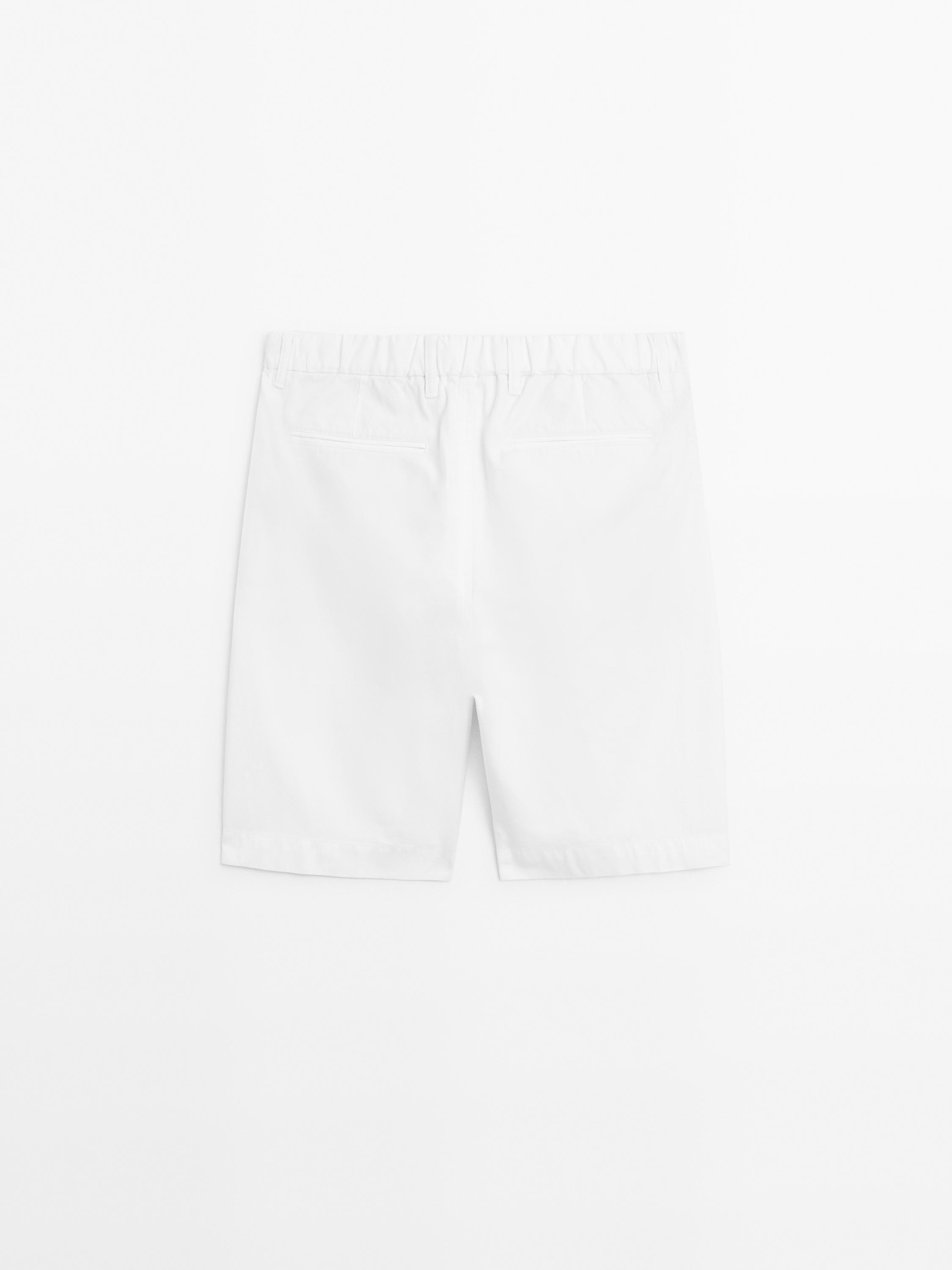 Calções bermuda semijogger em mistura de algodão