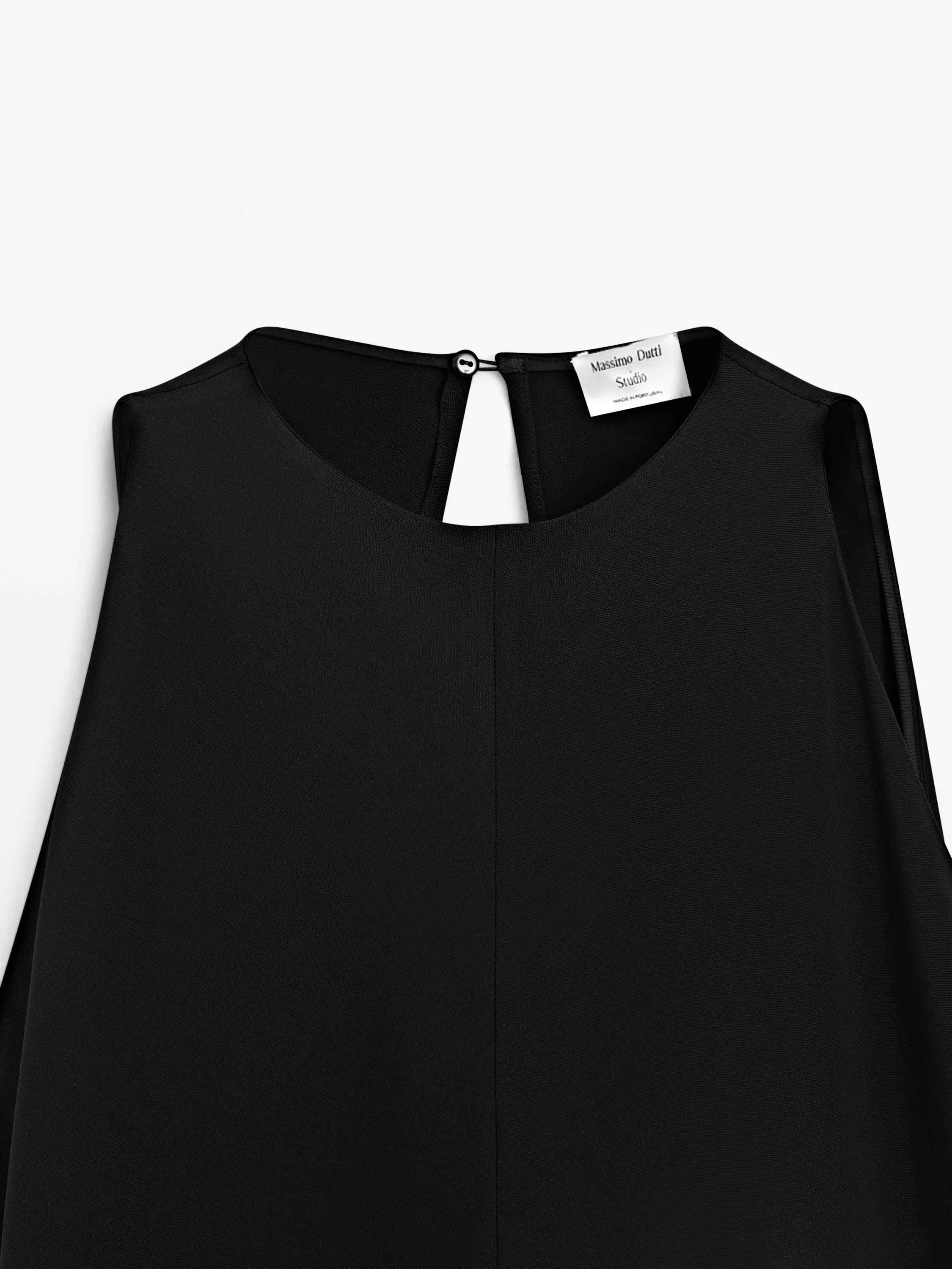 Pleated midi dress — BLACK