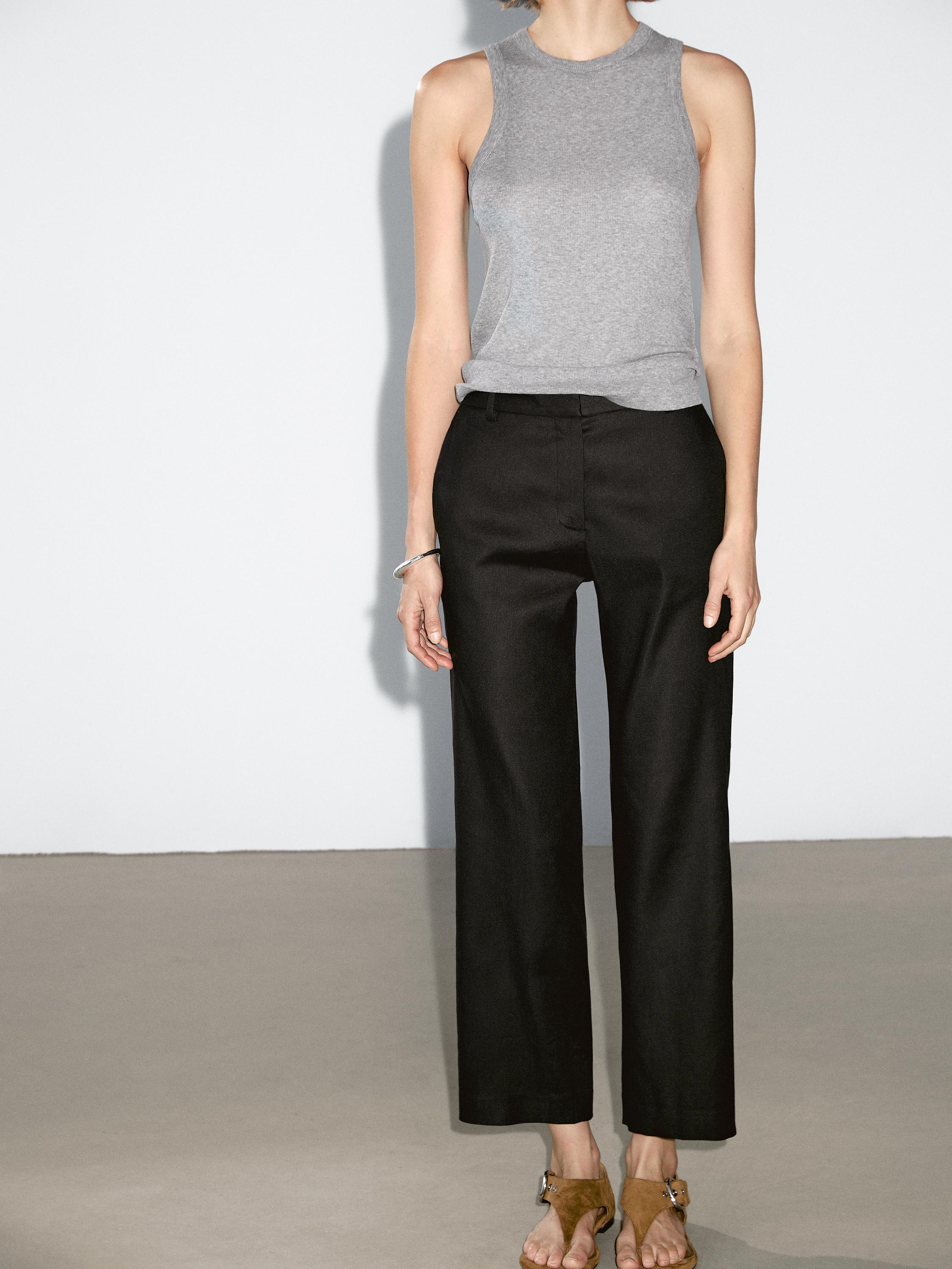 Stretch linen blend trousers