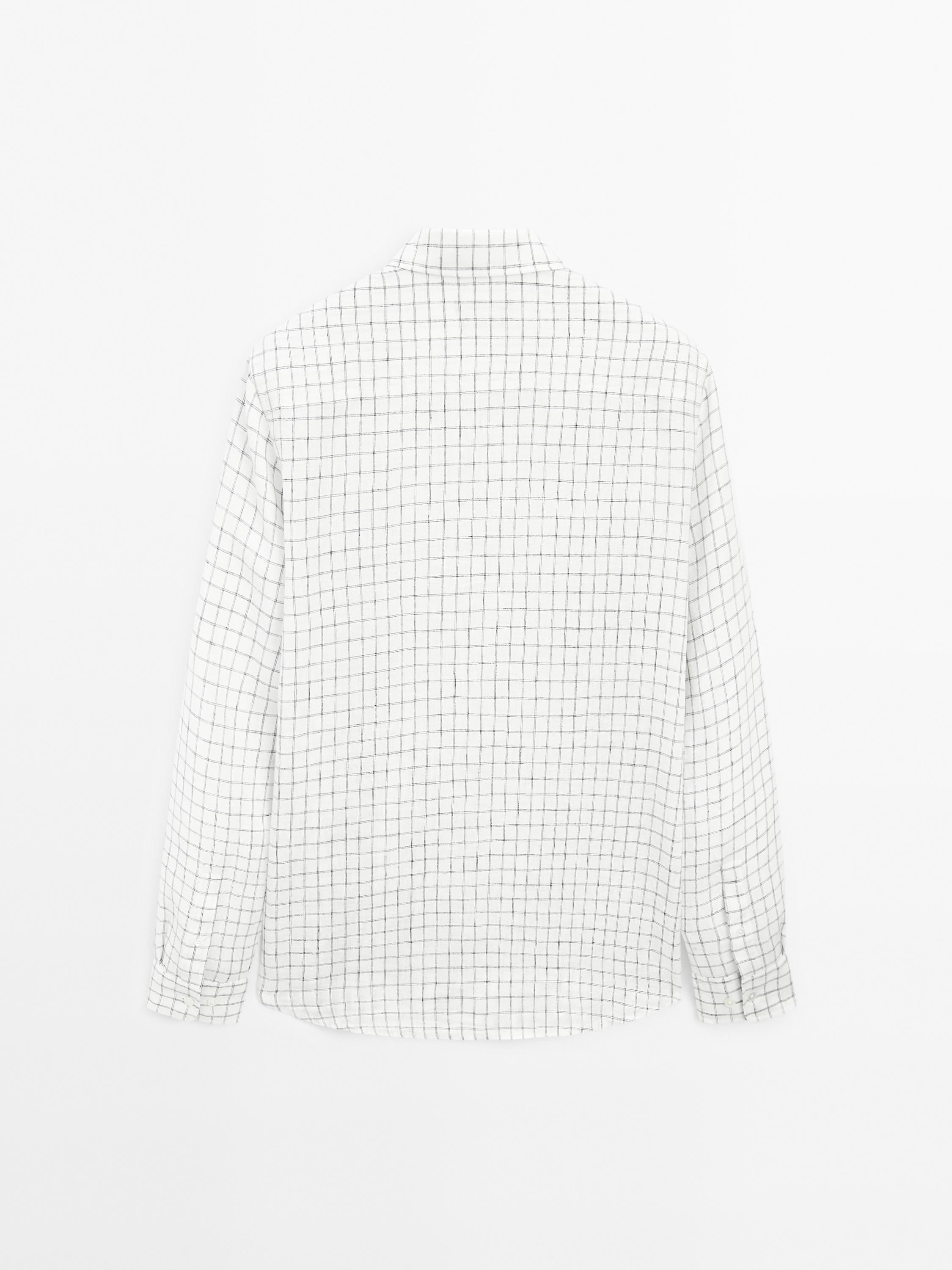 Regular-fit linen check shirt