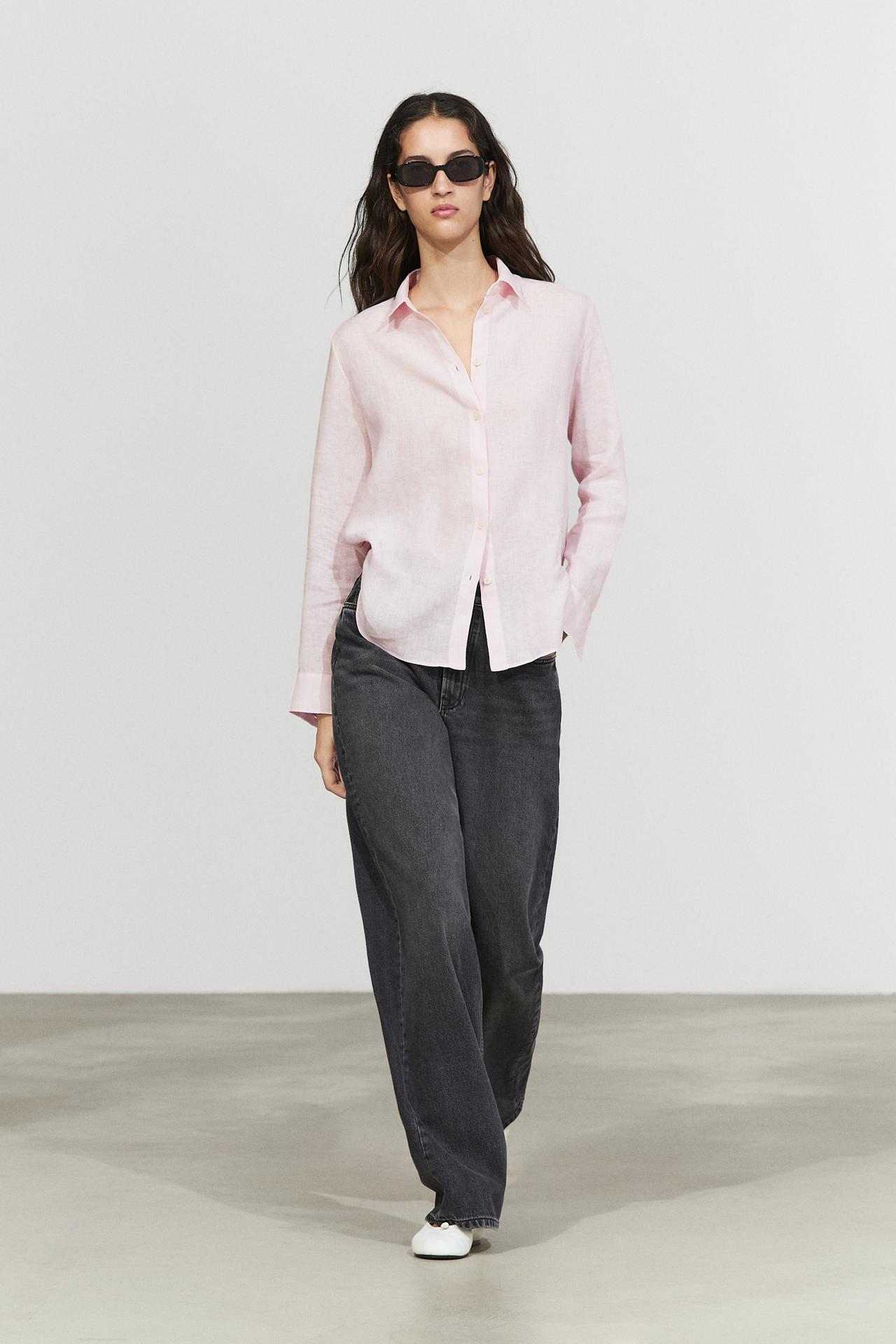 Flowing 100% linen shirt — PINK