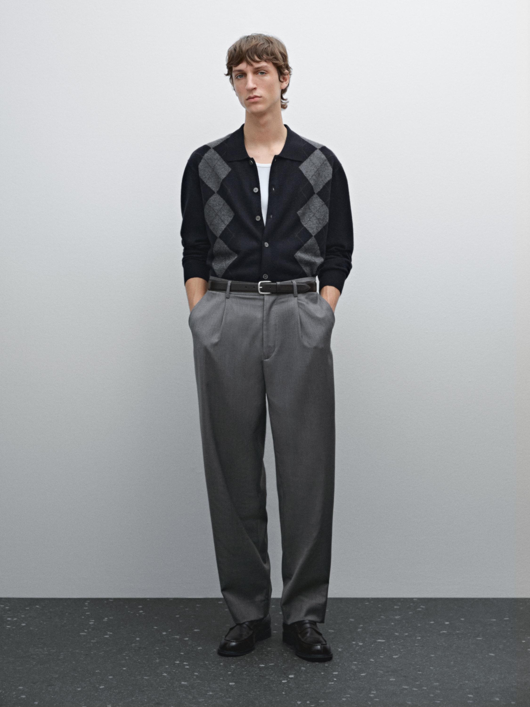 Cool wool blend relaxed fit trousers