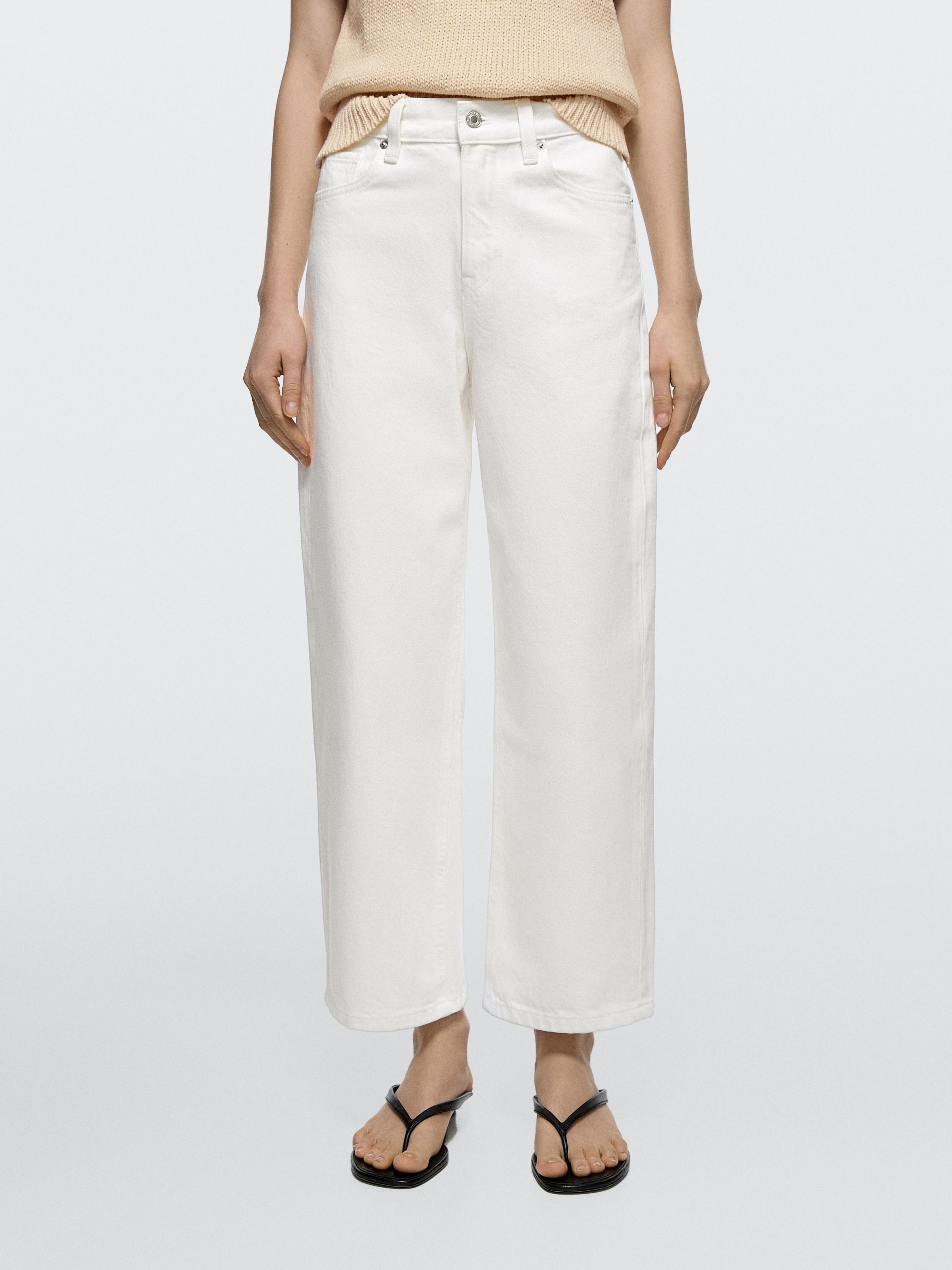 Mid-rise cropped wide-leg jeans — Off white