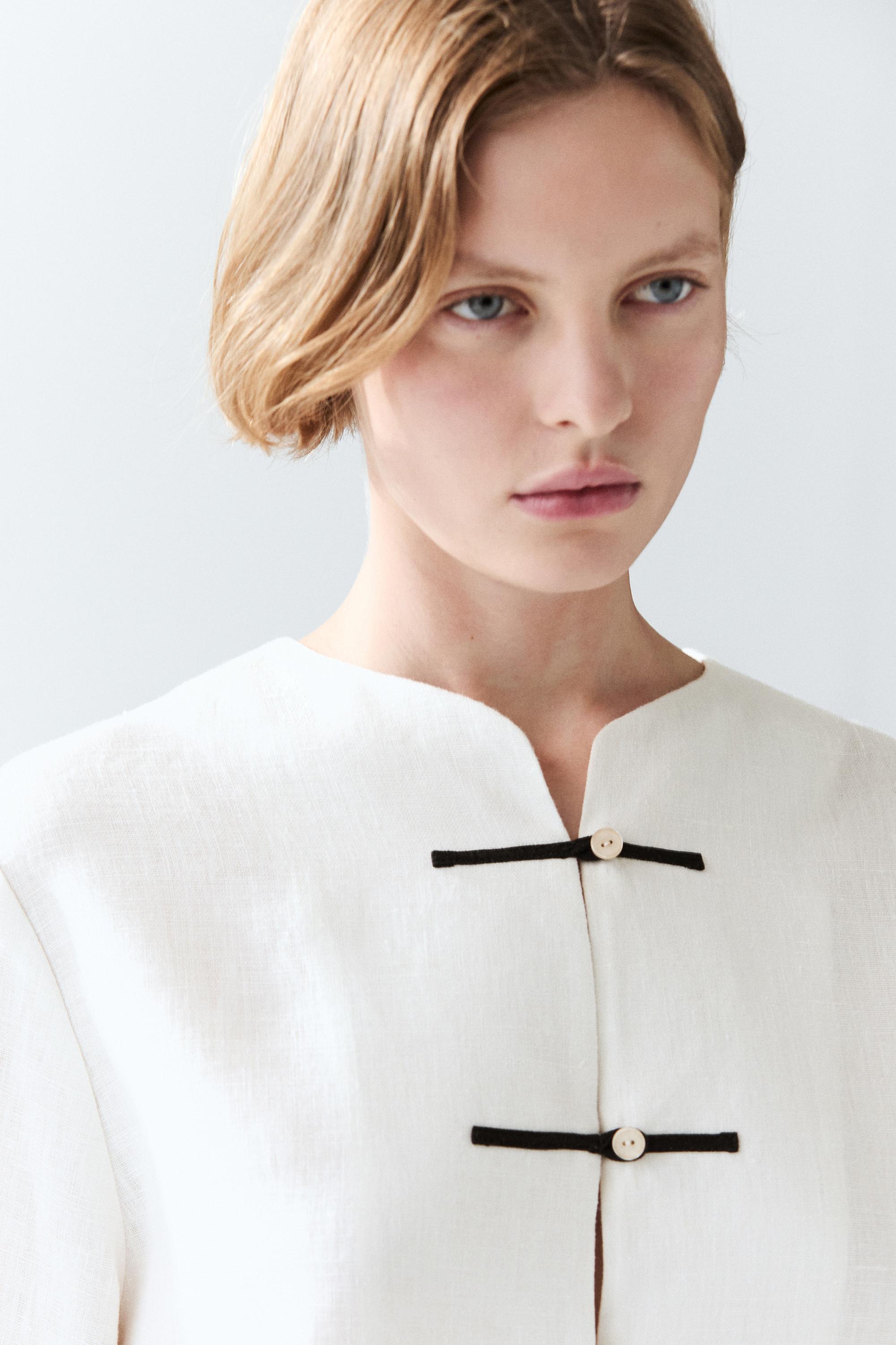 100% linen flowing shirt with button detail