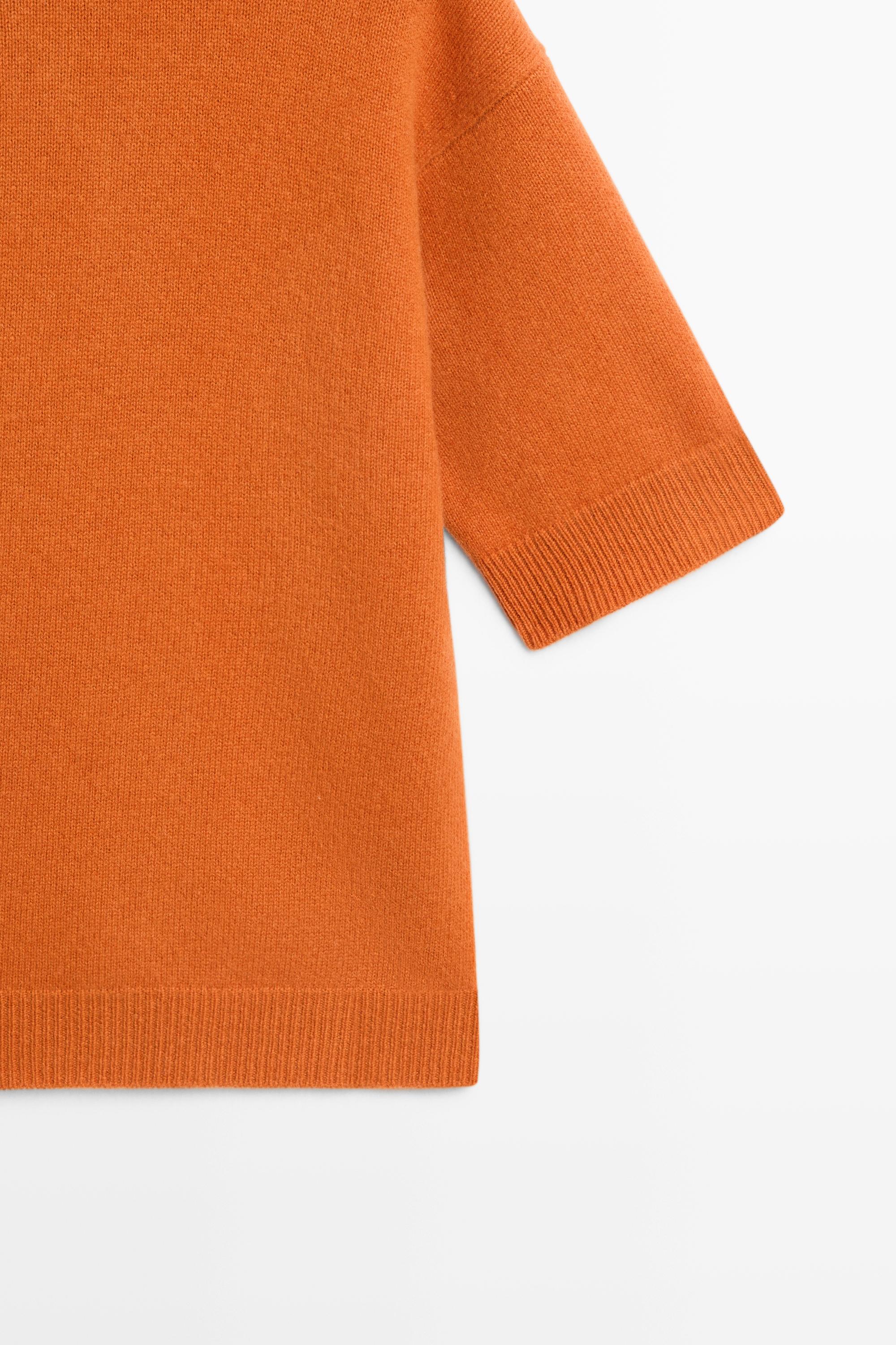 Oversize short sleeve knit sweater — ORANGE