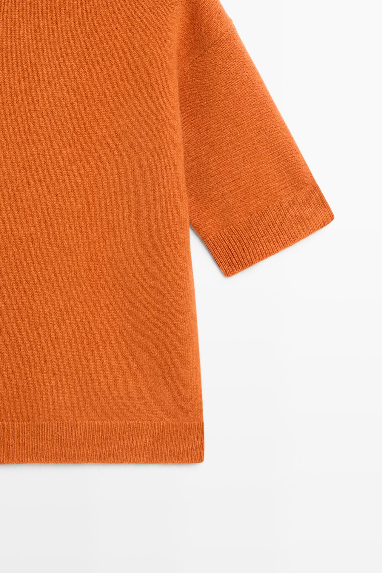 Oversize short sleeve knit sweater — ORANGE