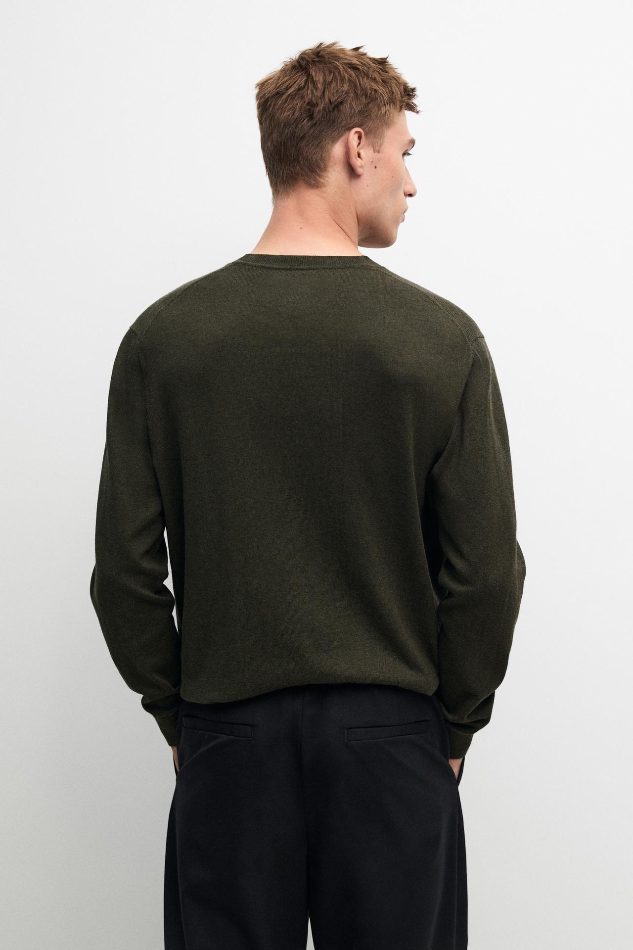 Cotton blend knit sweater — GREEN