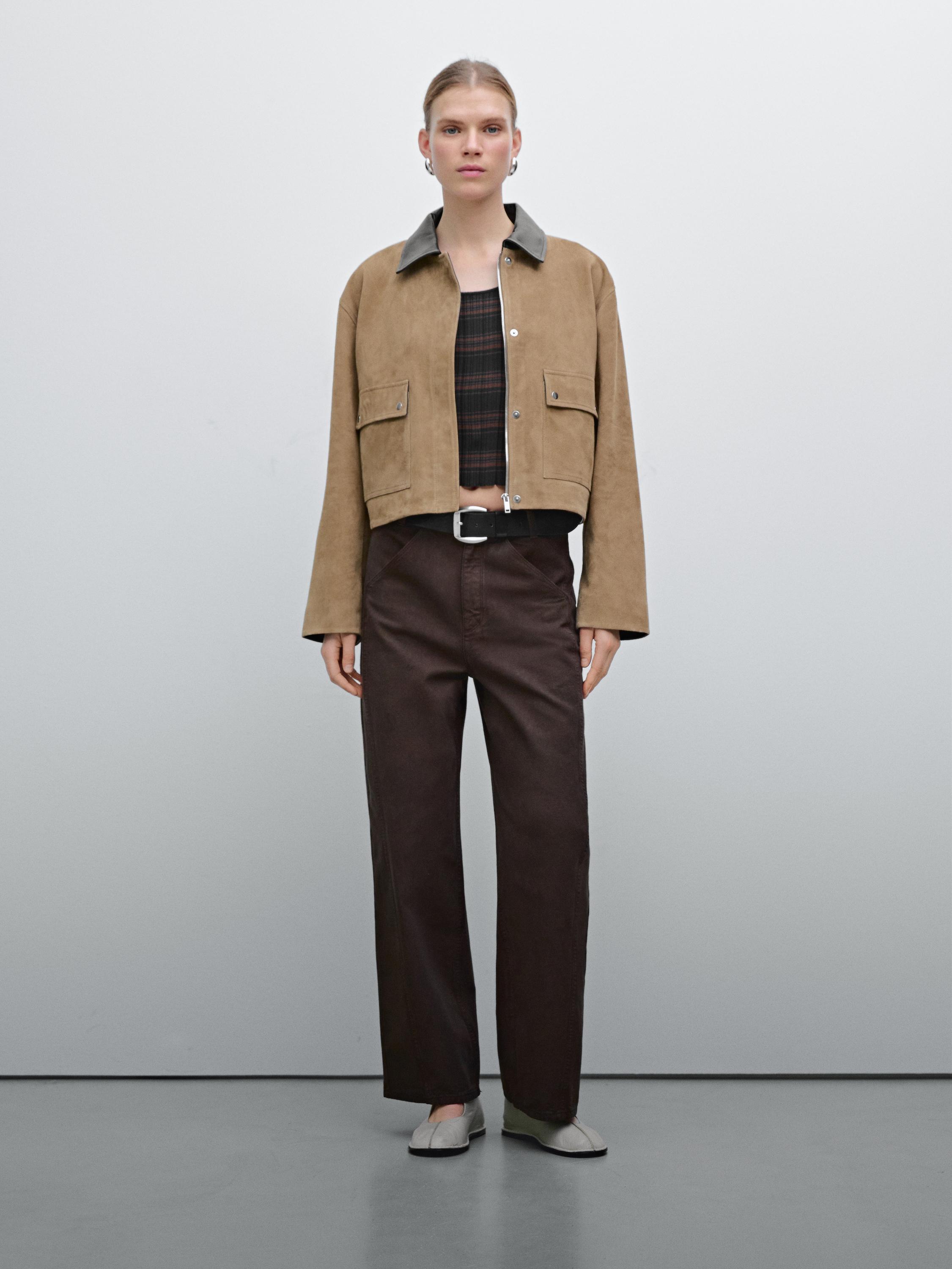 Contrast suede leather jacket · Washed · Bags And Backpacks