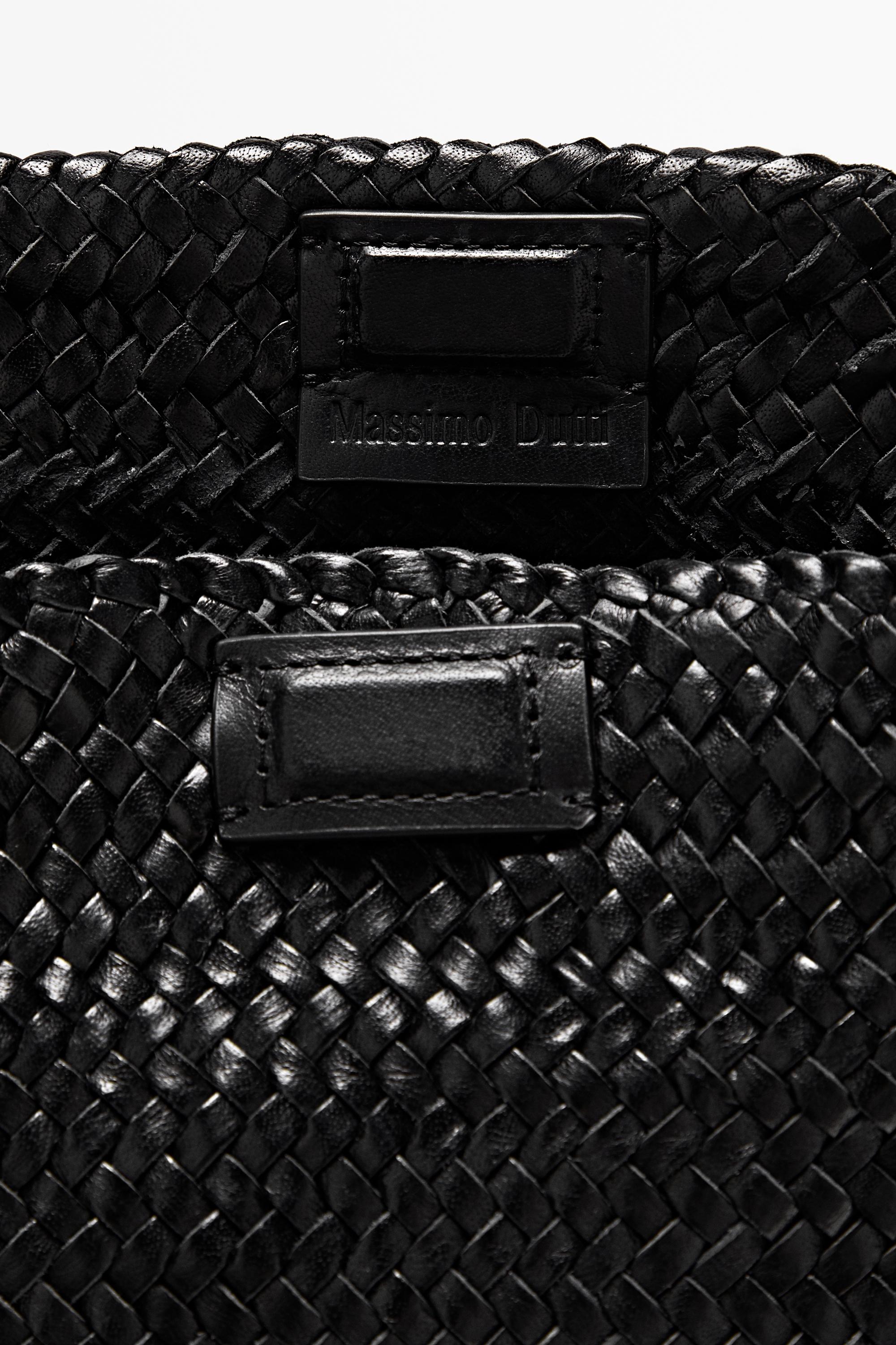 Braided nappa leather bag — BLACK