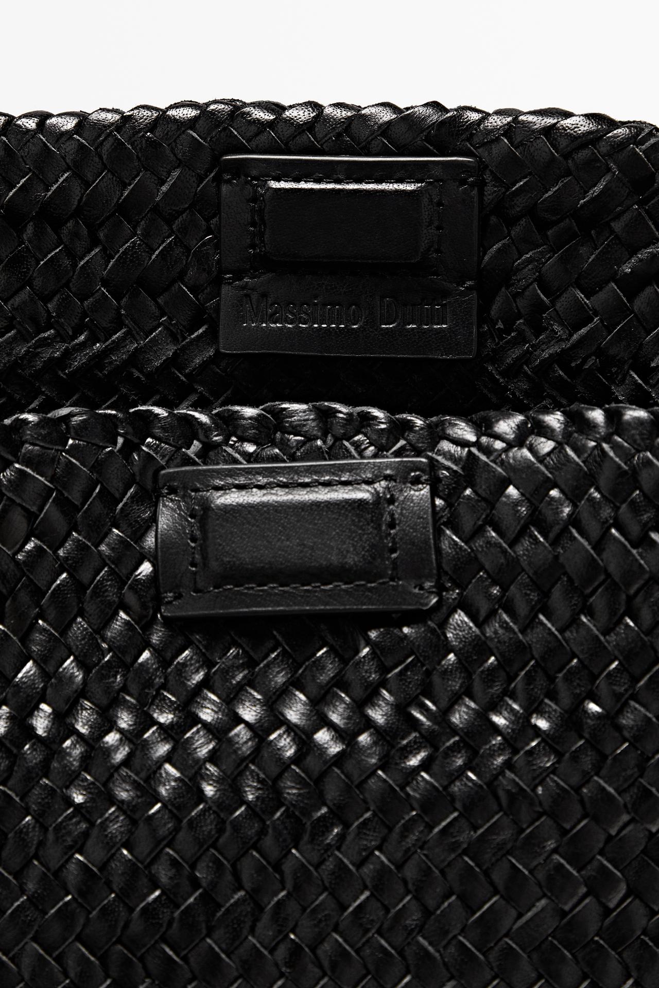 Braided nappa leather bag — BLACK