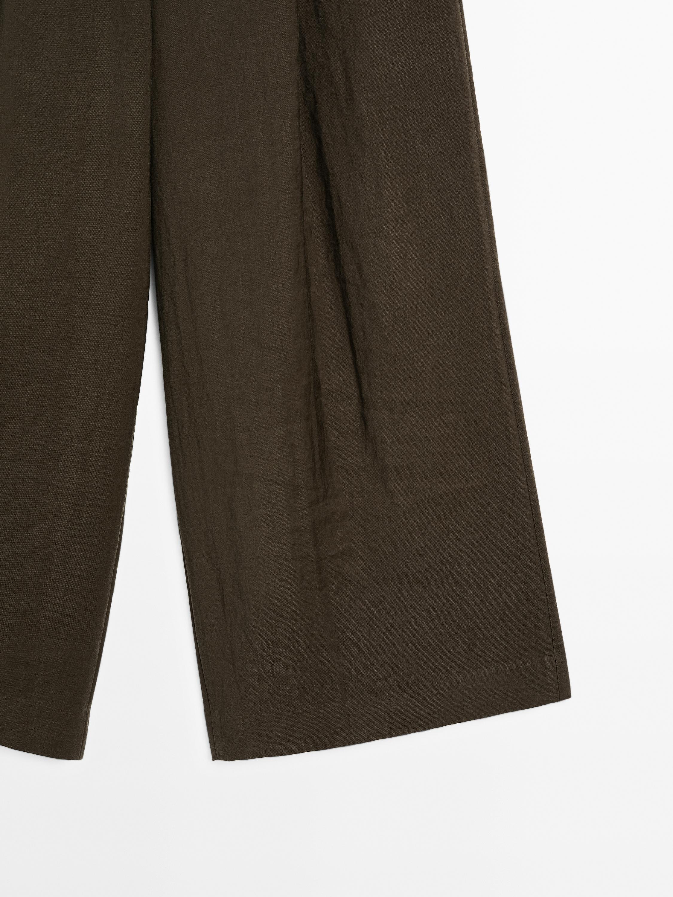 Wide-leg cropped trousers with darts