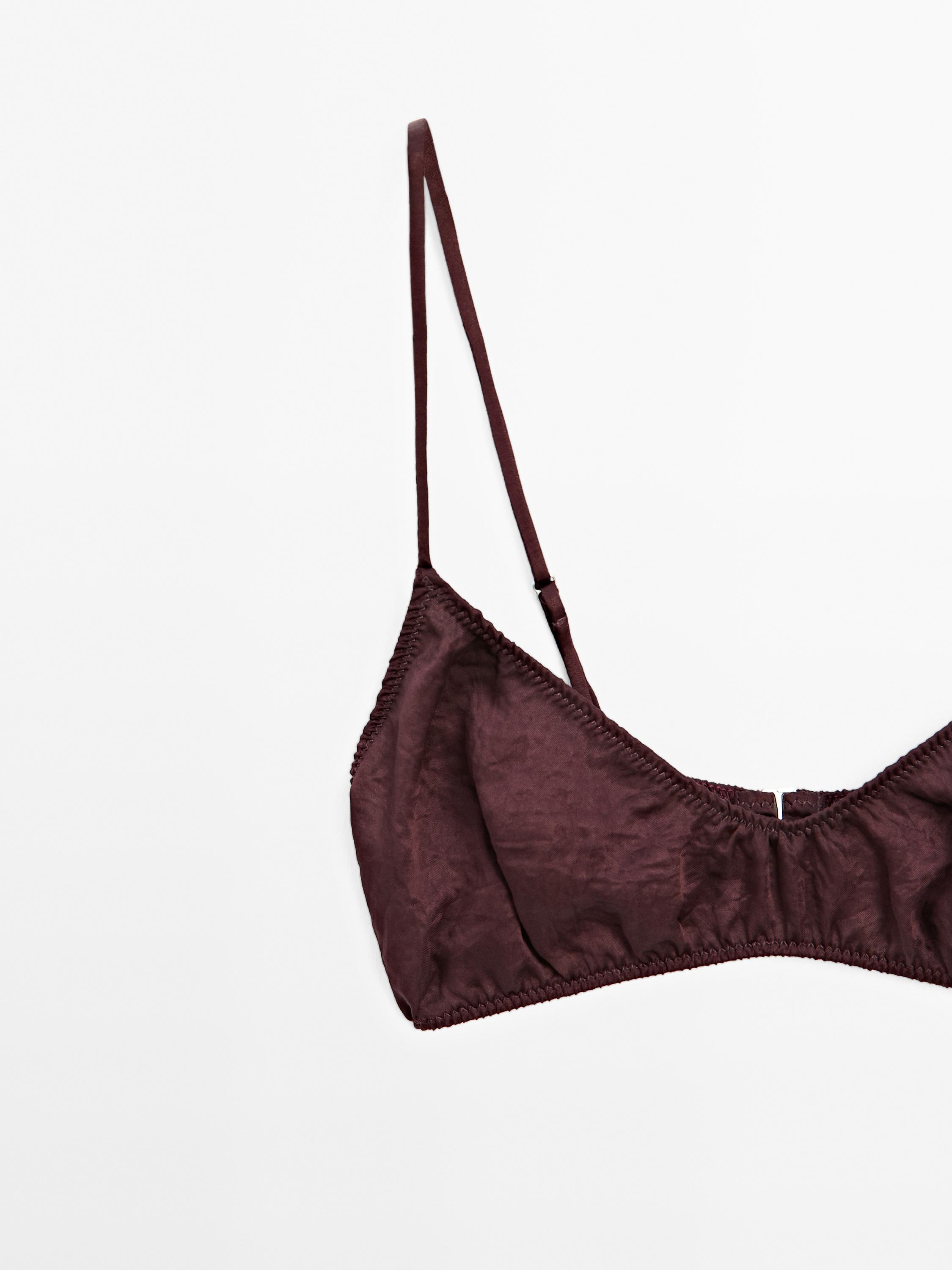 Gathered satin triangle bra - STUDIO