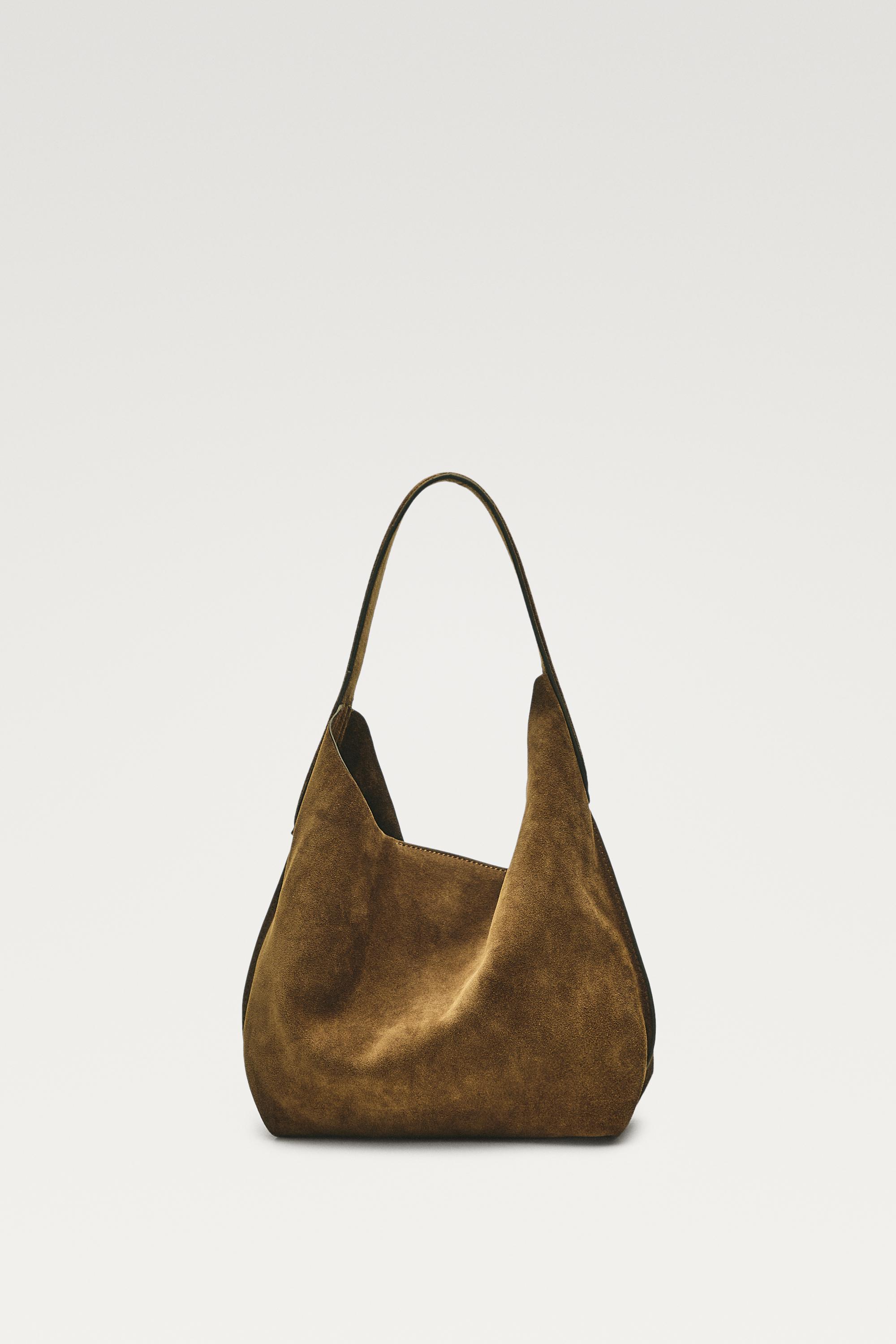 Split suede leather mini bag — KHAKI GREEN