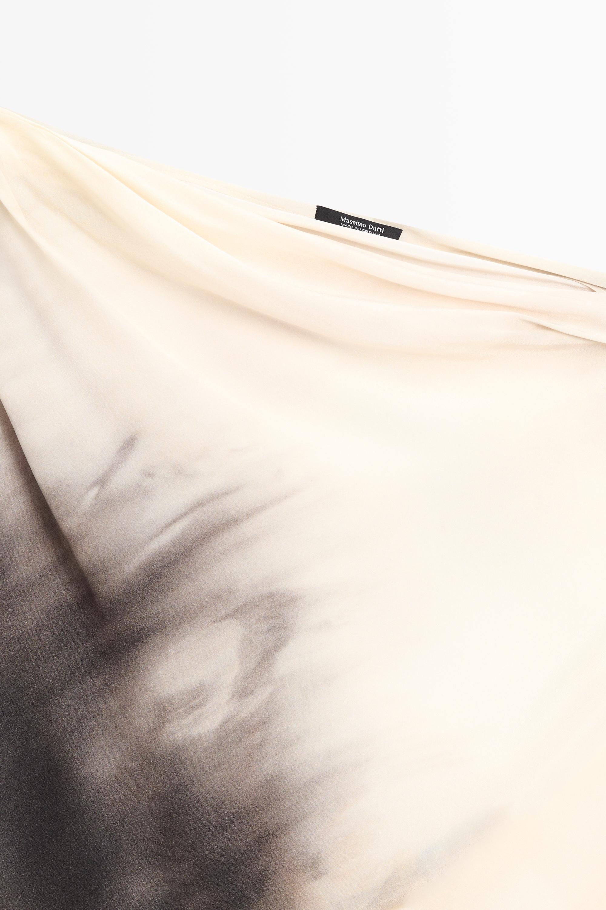 Asymmetric draped top — GREY BLUE