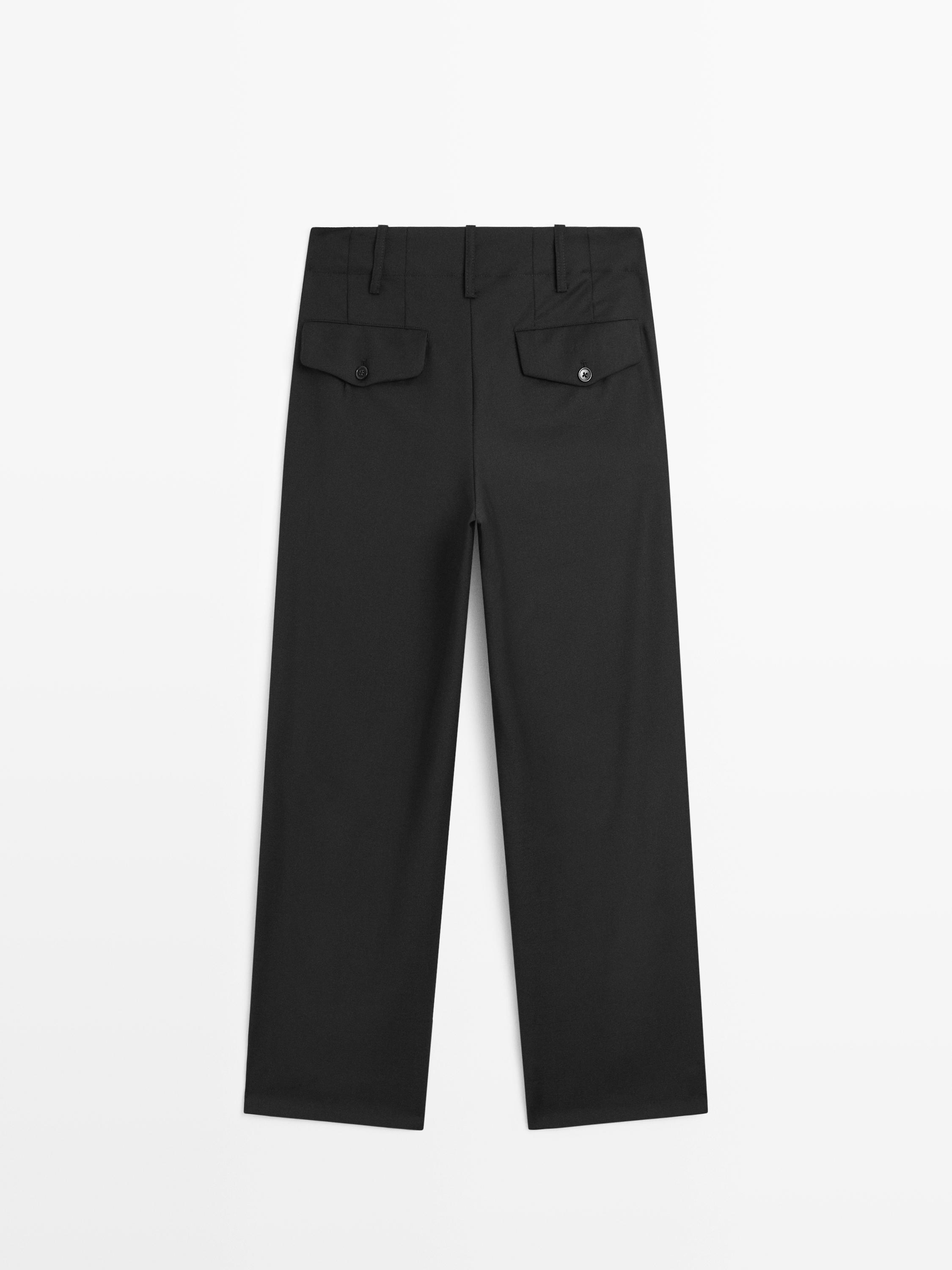 Pantaloni boyfriend fit din lână 100%