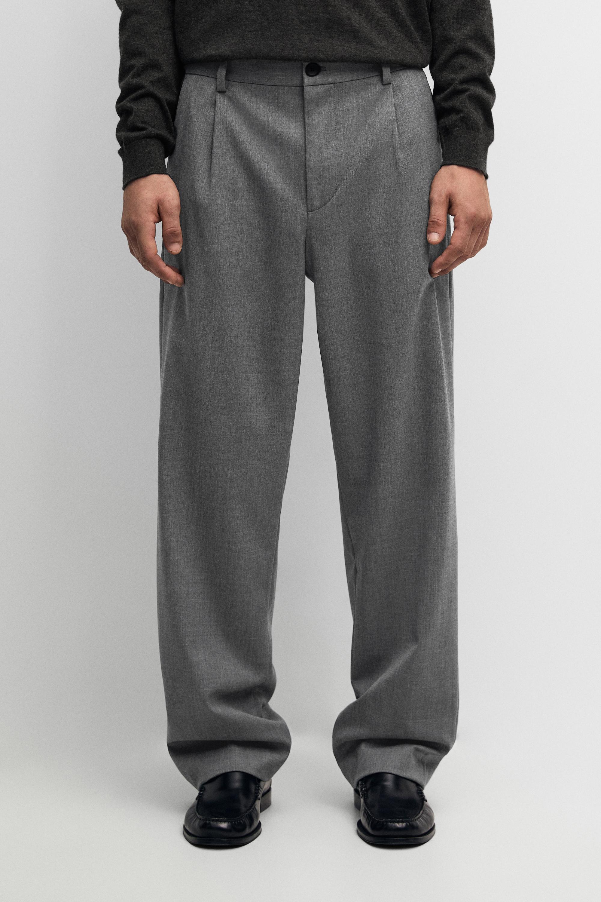 Wool blend cool wool darted pants — MEDIUM GREY