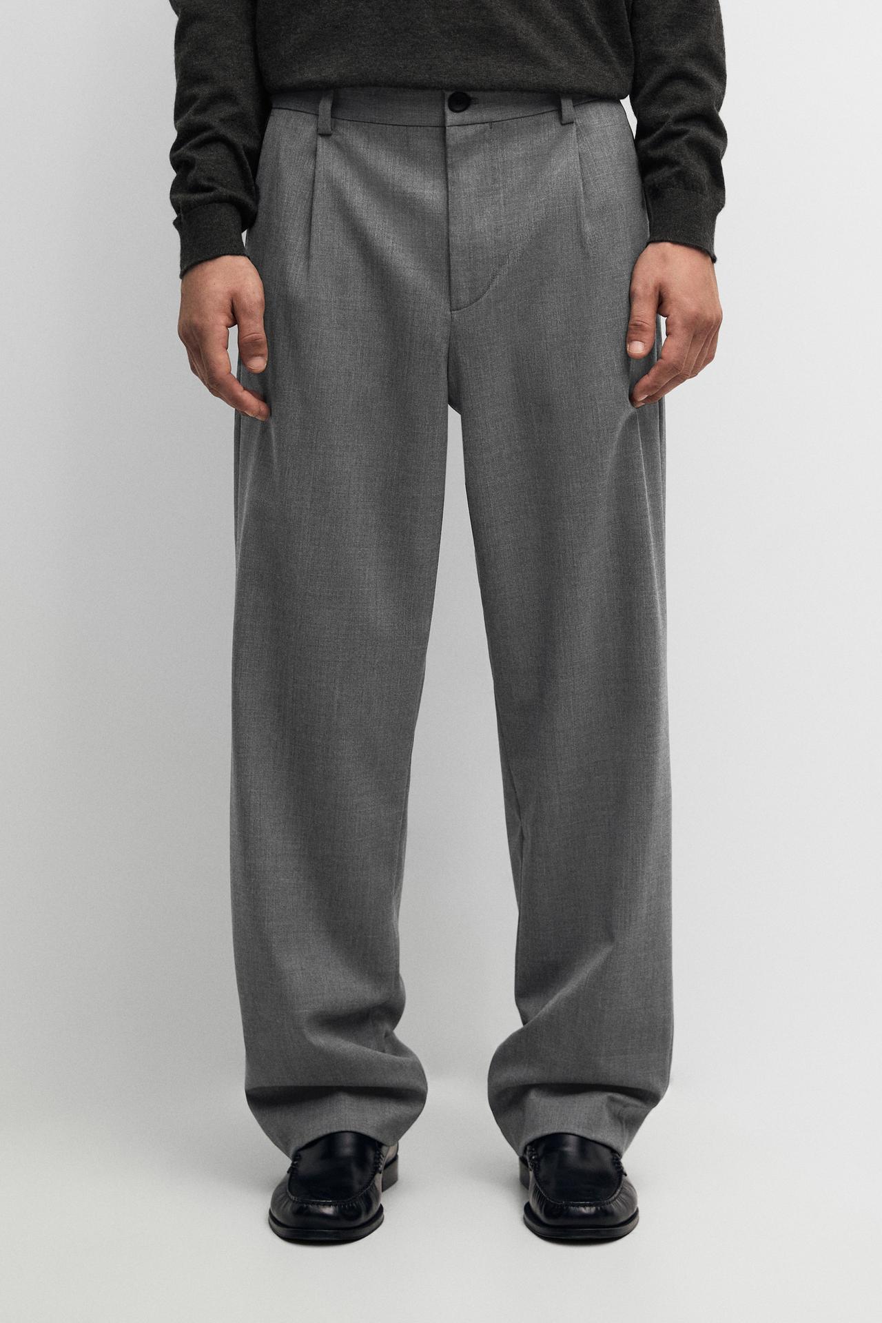 Wool blend cool wool darted pants — MEDIUM GREY