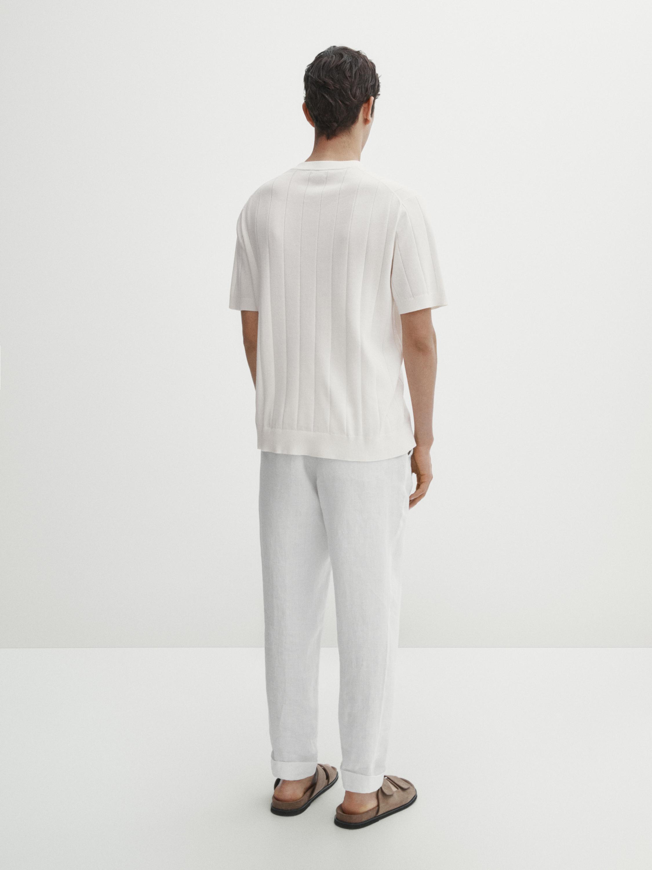 Short sleeve ribbed knit polo shirt