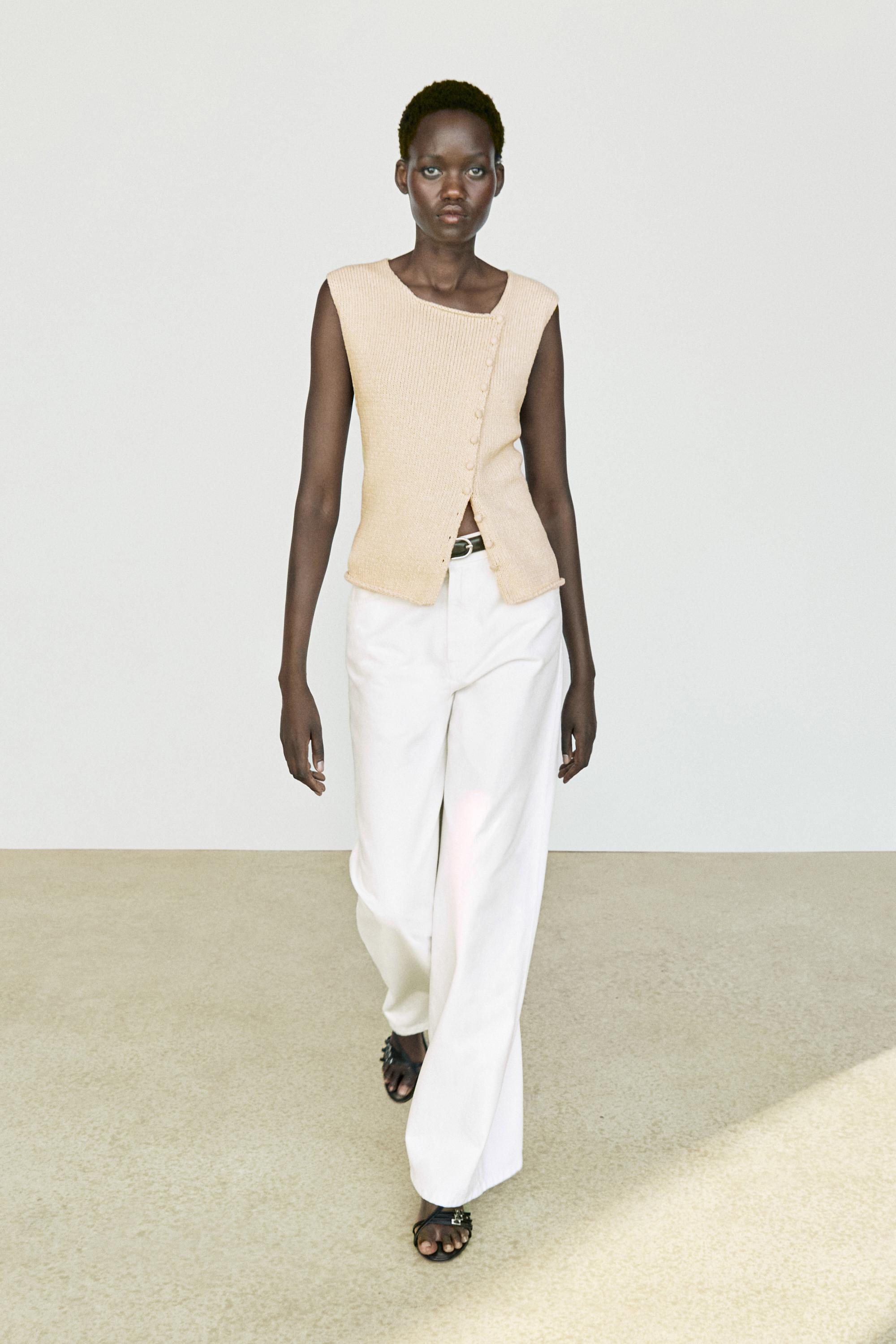 High-waist wide-leg jeans — Off white