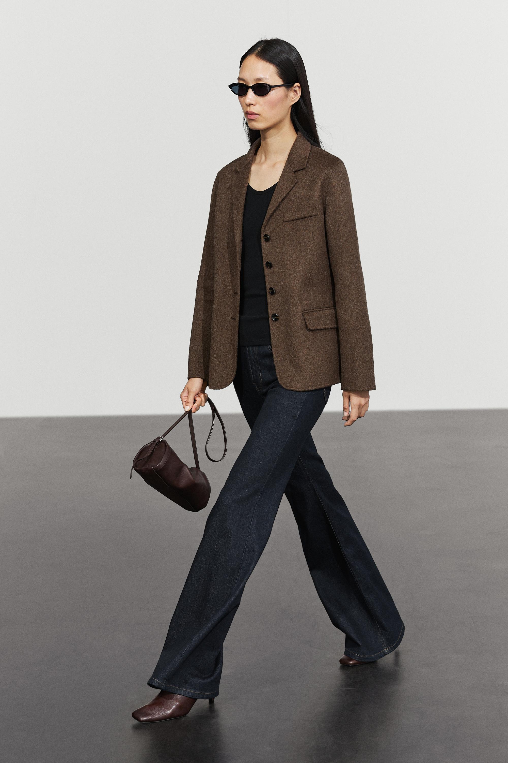 Wool blend blazer — BROWN