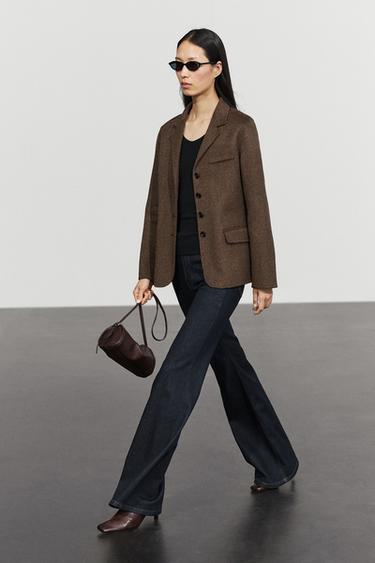 Wool blend blazer — BROWN 8