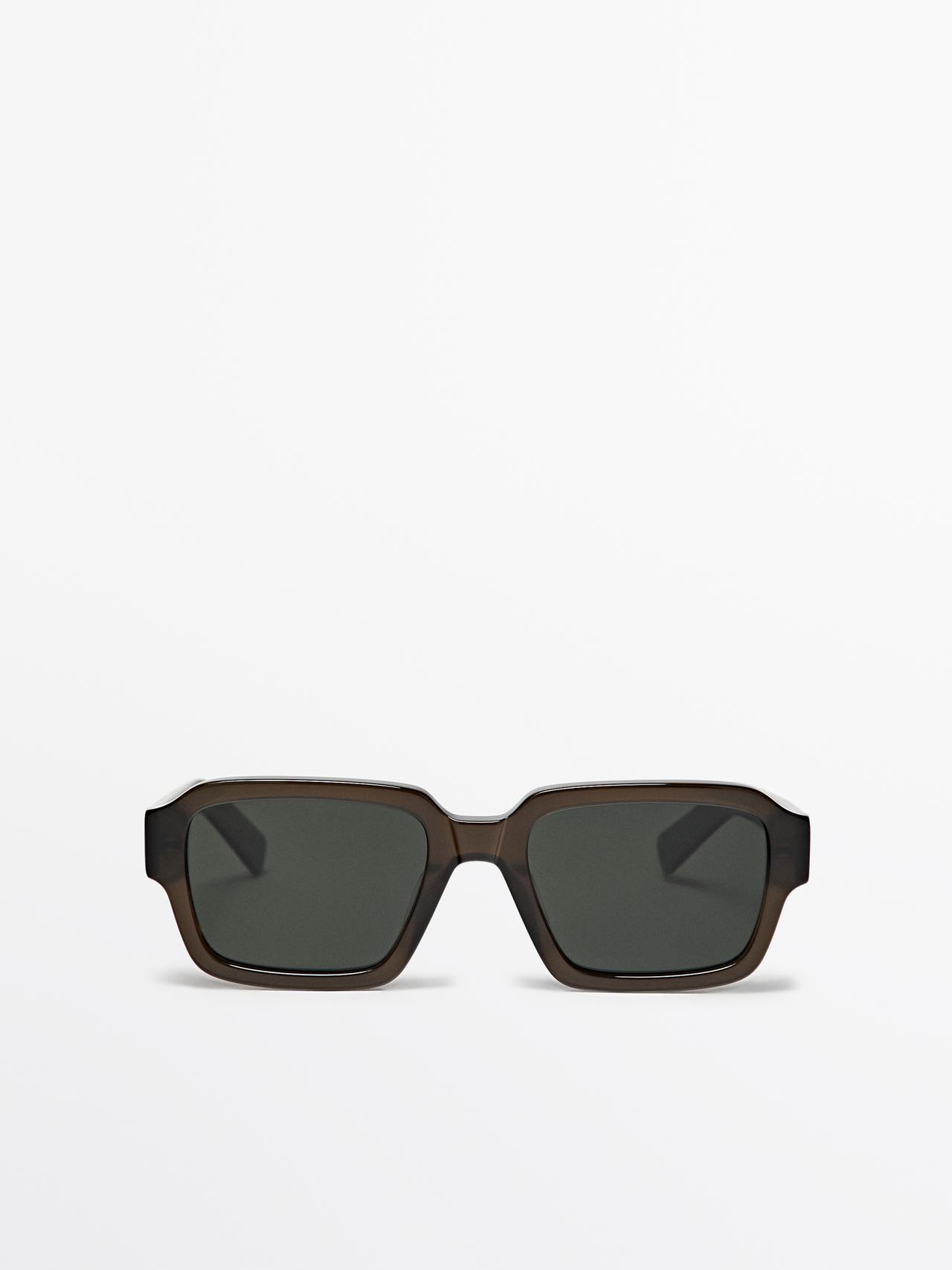 Lunettes De Soleil Rectangulaires - Vert - 01 - Massimo Dutti - Homme