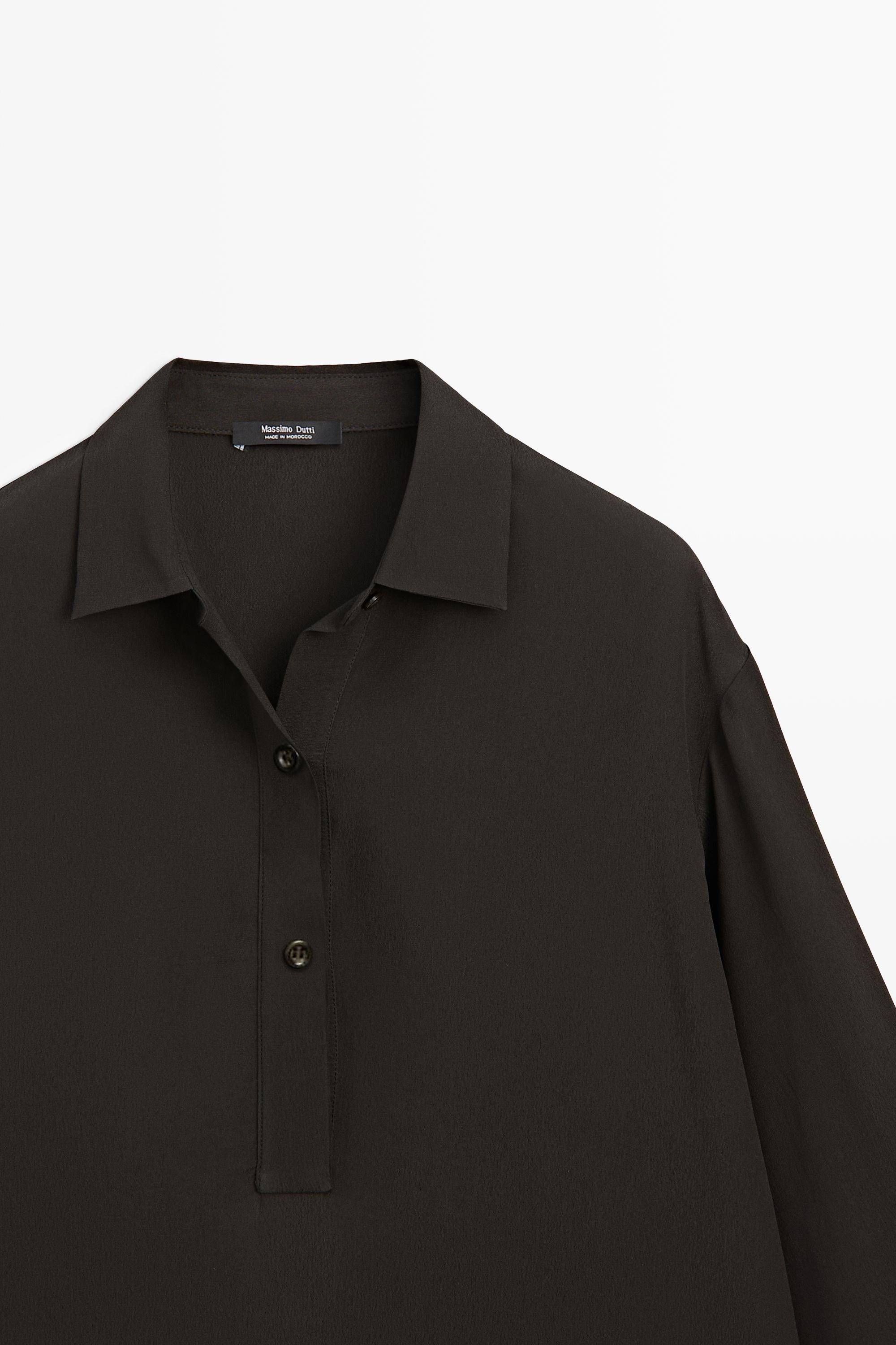 Flowing button-up shirt — Chocolate