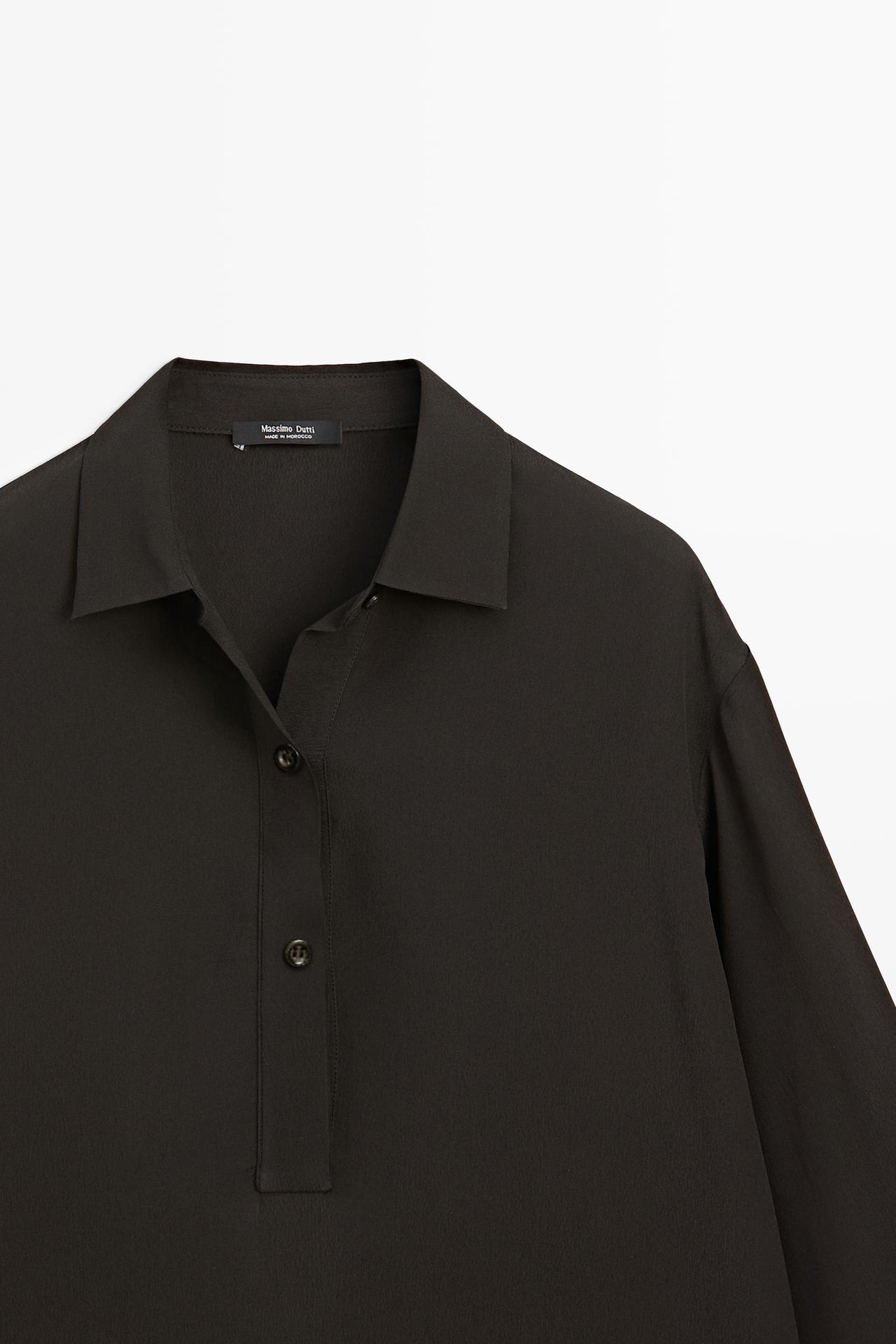 Flowing button-up shirt — Chocolate