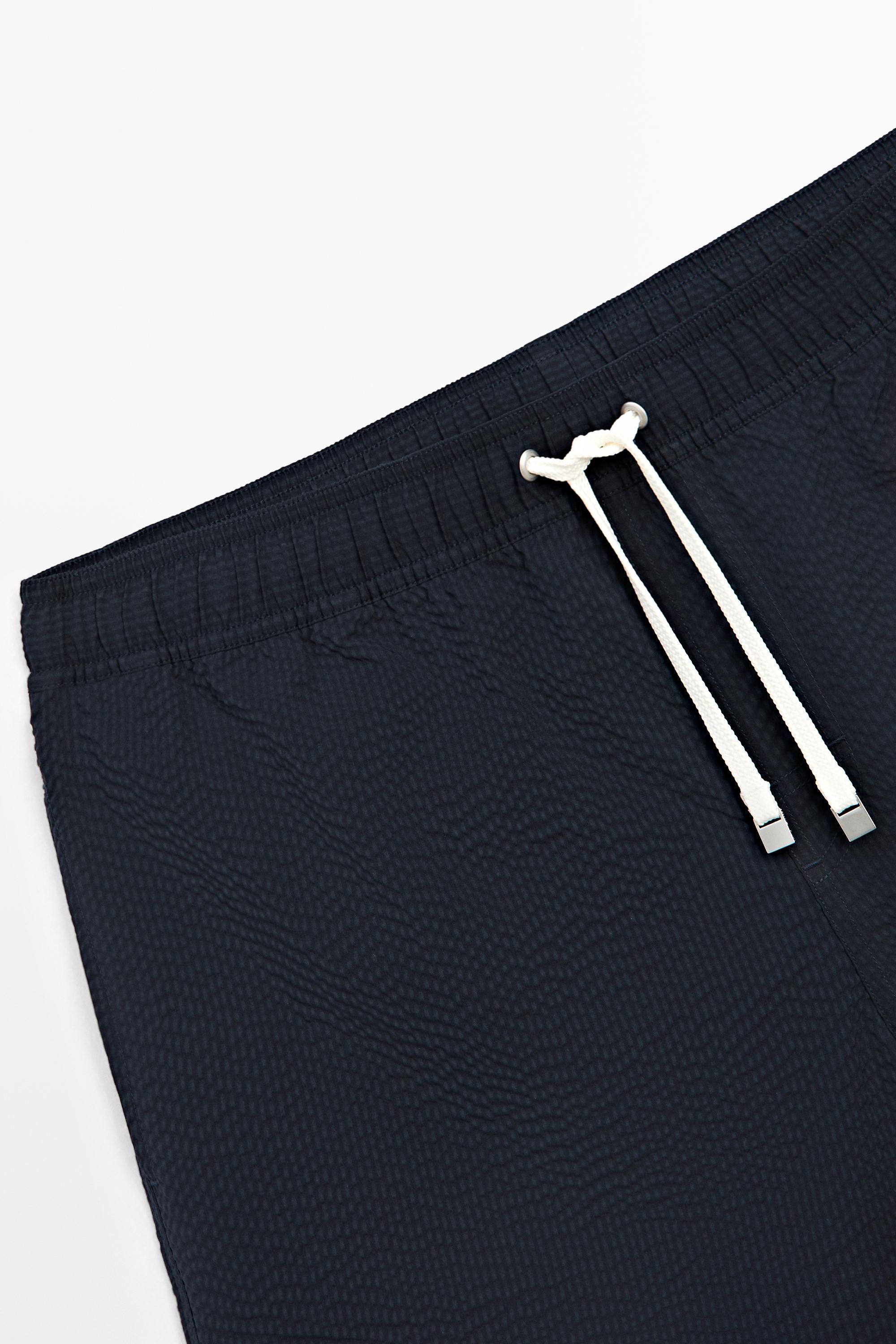 Plain textured swimsuit — NAVY BLUE