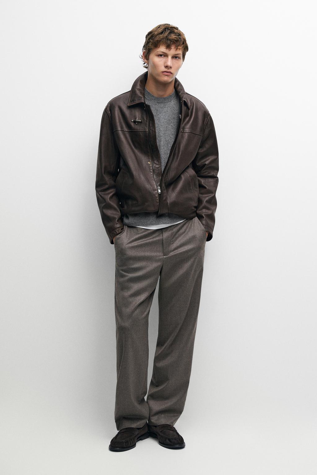 Massimo Dutti Nappa dəri gödəkçə, toqqa detalları ilə
