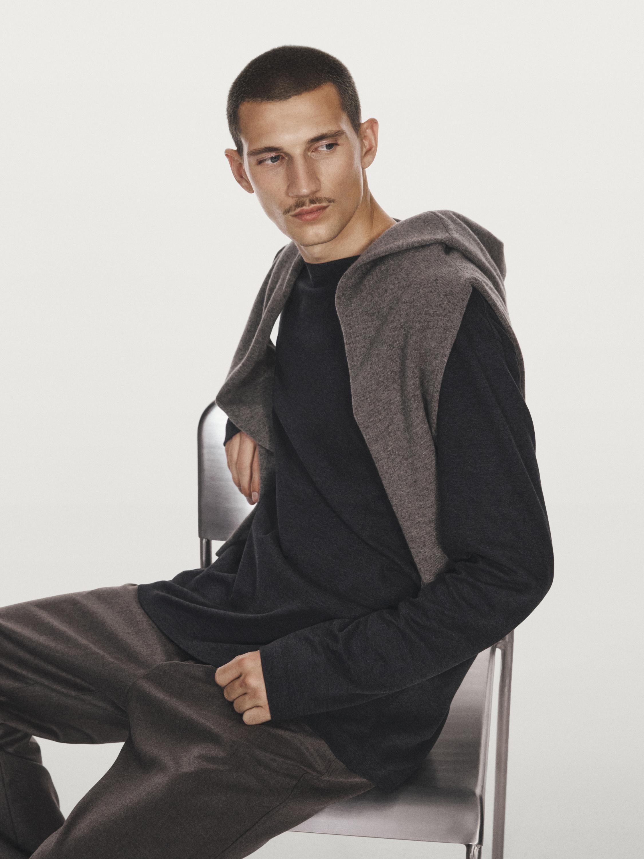 Long sleeve medium weight cotton T-shirt
