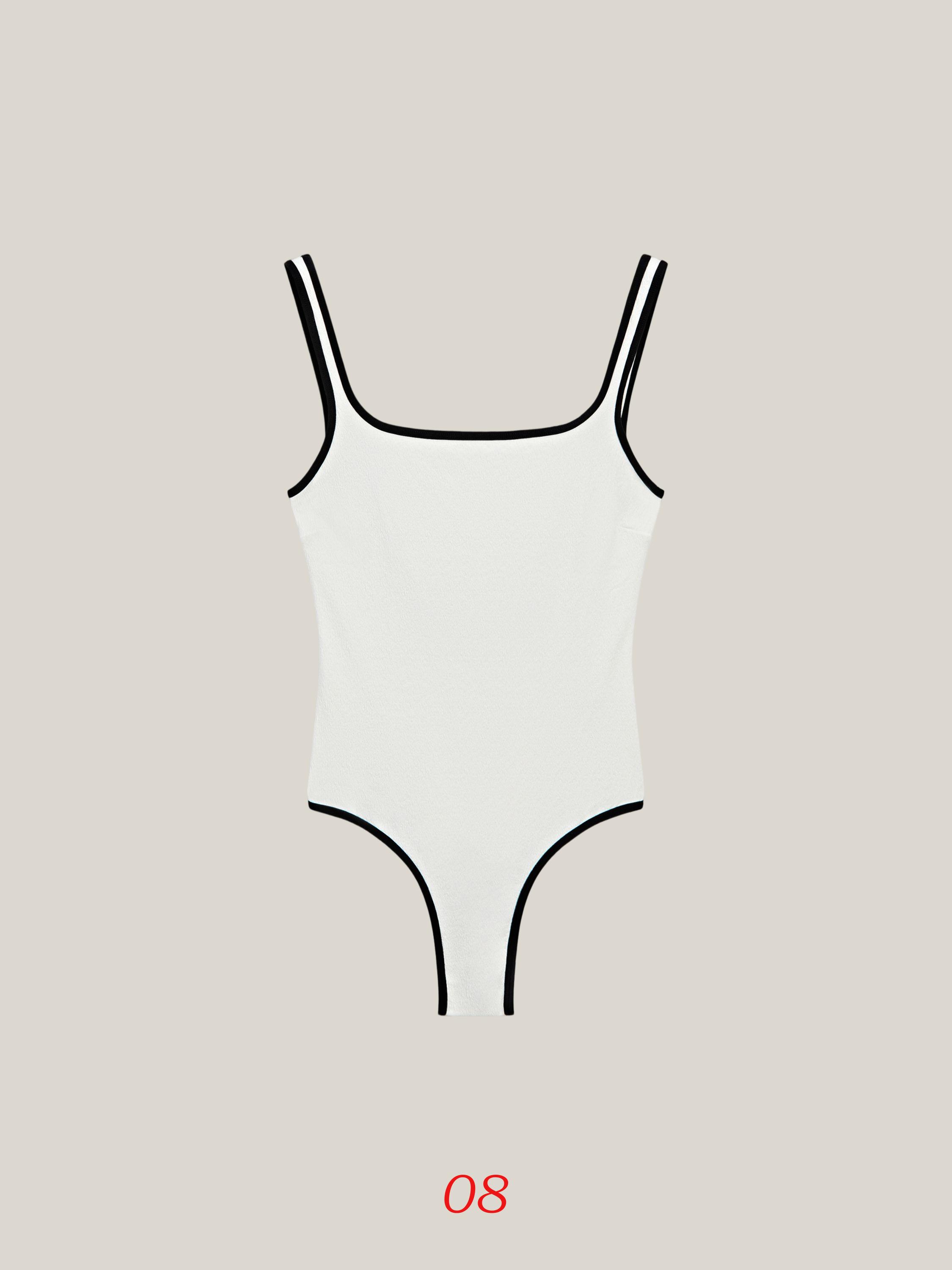 Contrast texture swimsuit — Off white