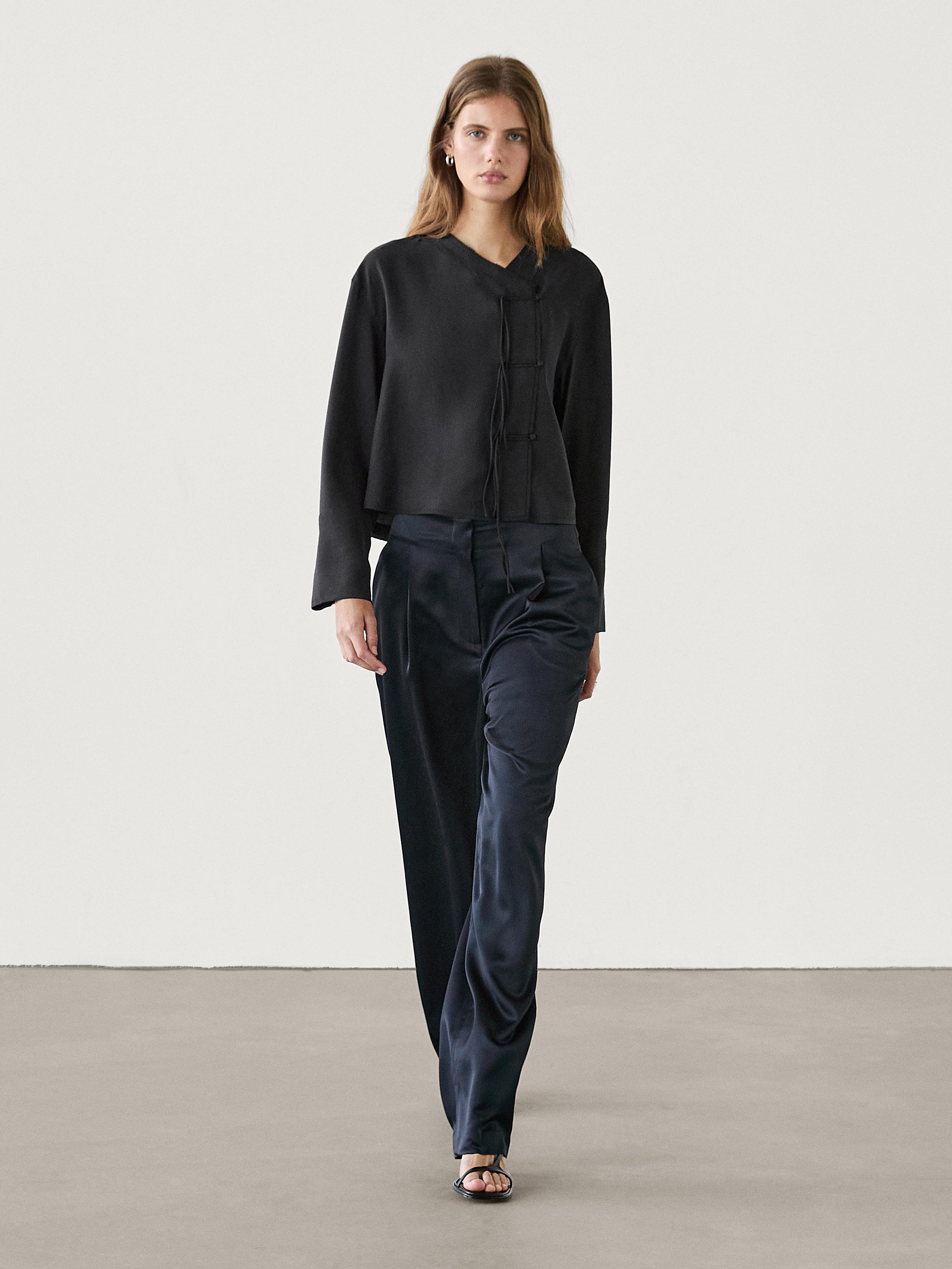 Modal blend shirt with pleat detail