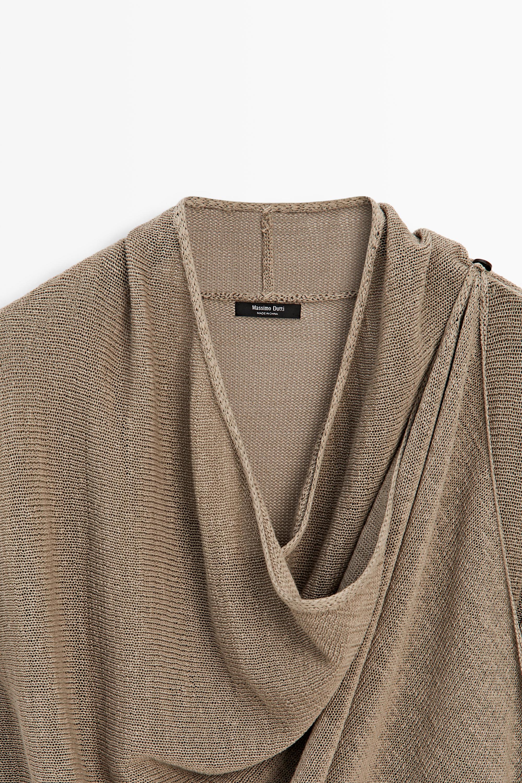 Total look draped knit cape cardigan — SAND