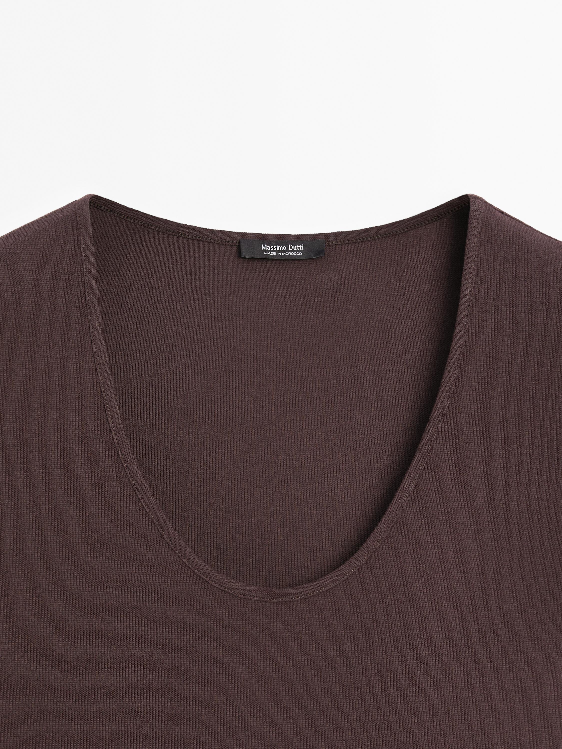 Crew neck cotton blend T-shirt