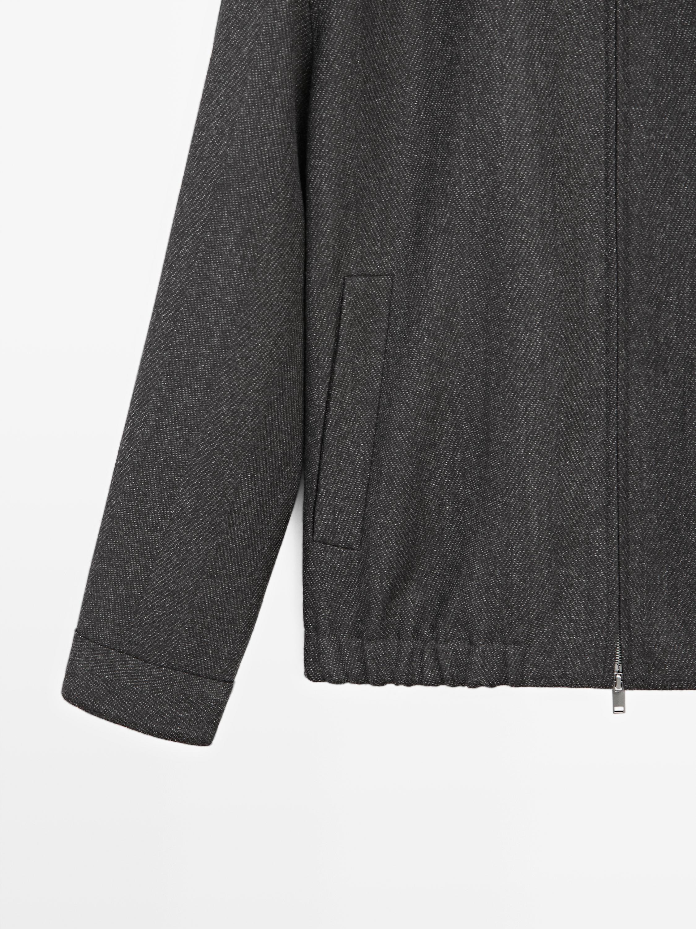 100% wool herringbone bomber jacket — GREY