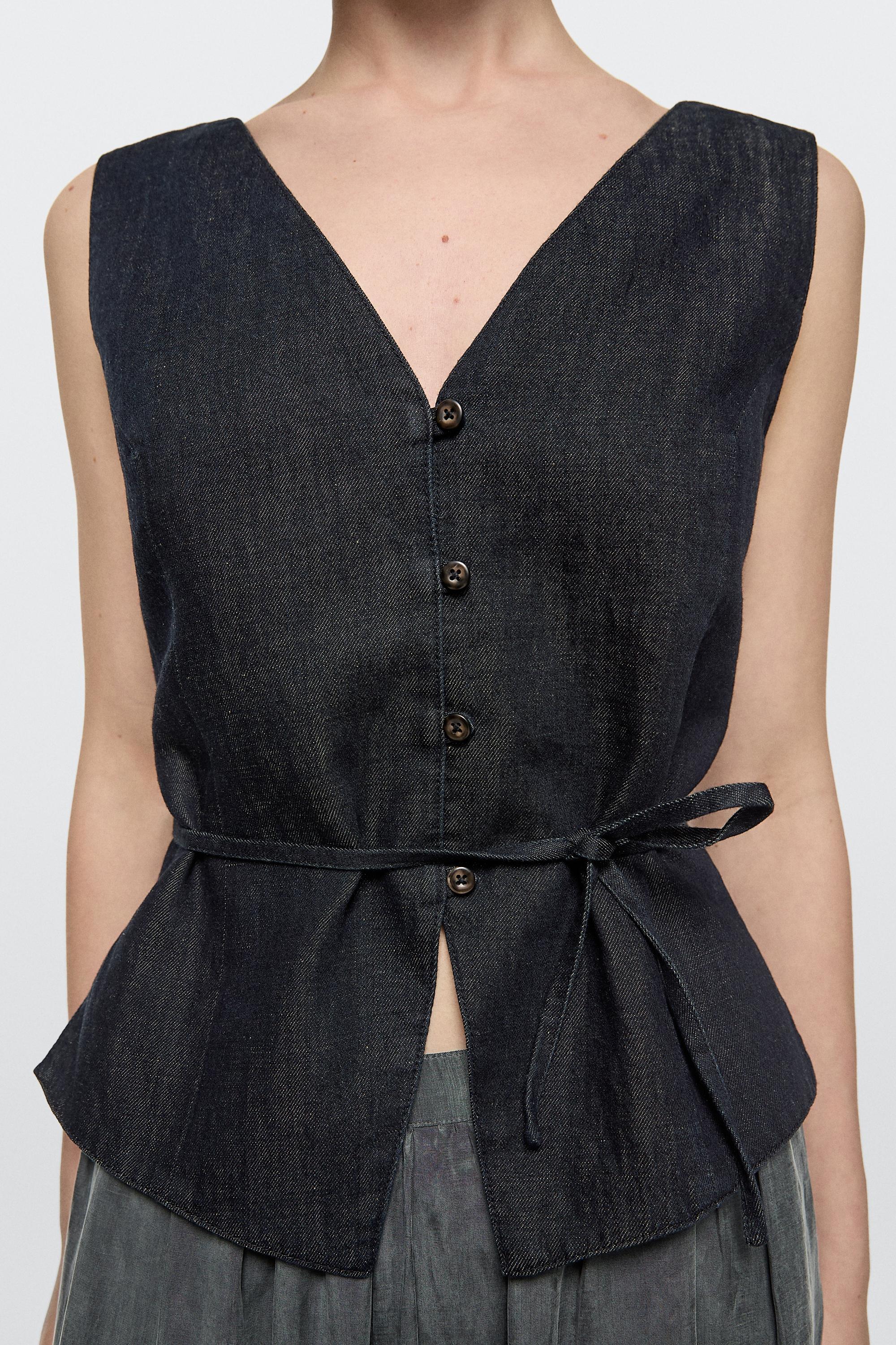 Total look denim vest — DARK BLUE