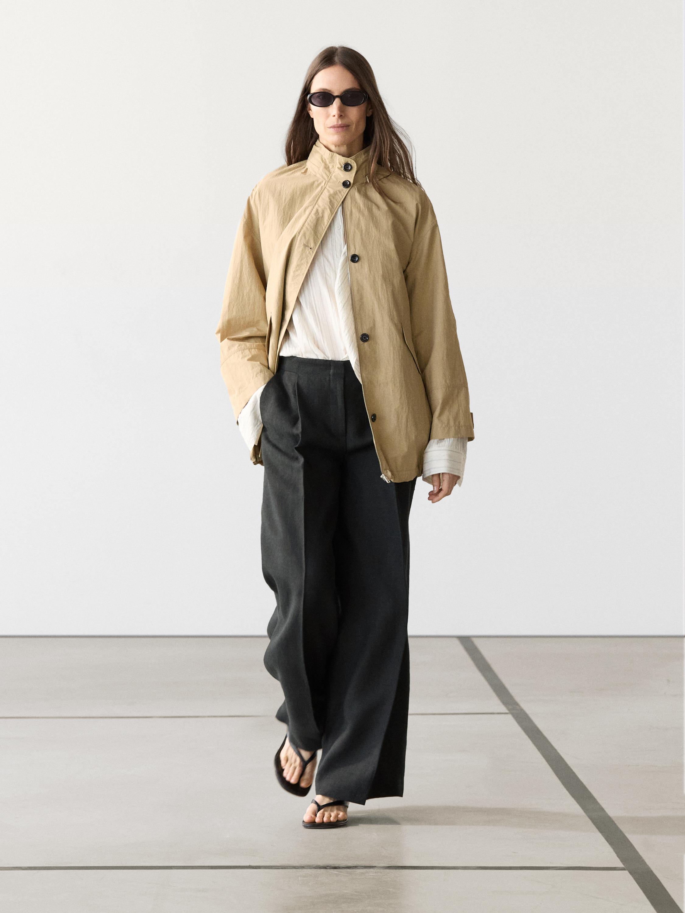 Flowing linen suit trousers — BLACK