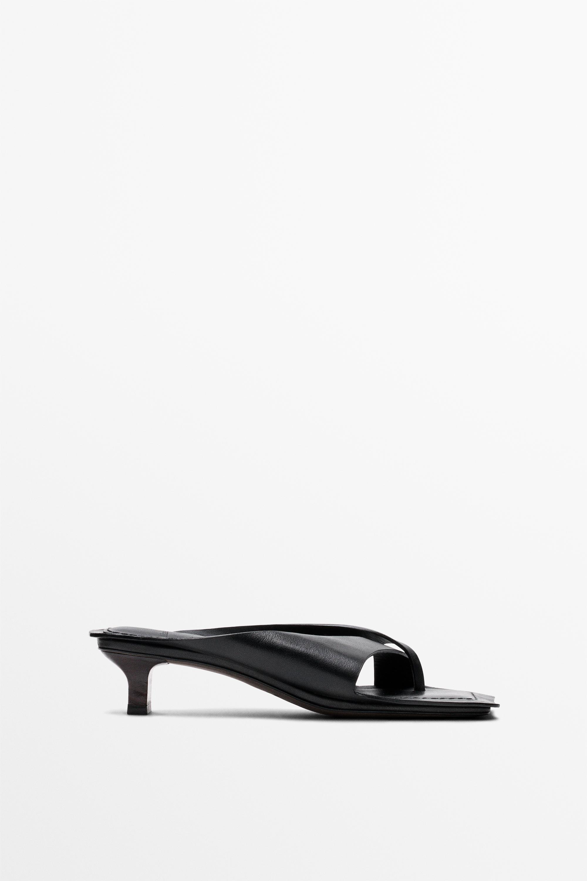 Leather heeled sandals - STUDIO — BLACK