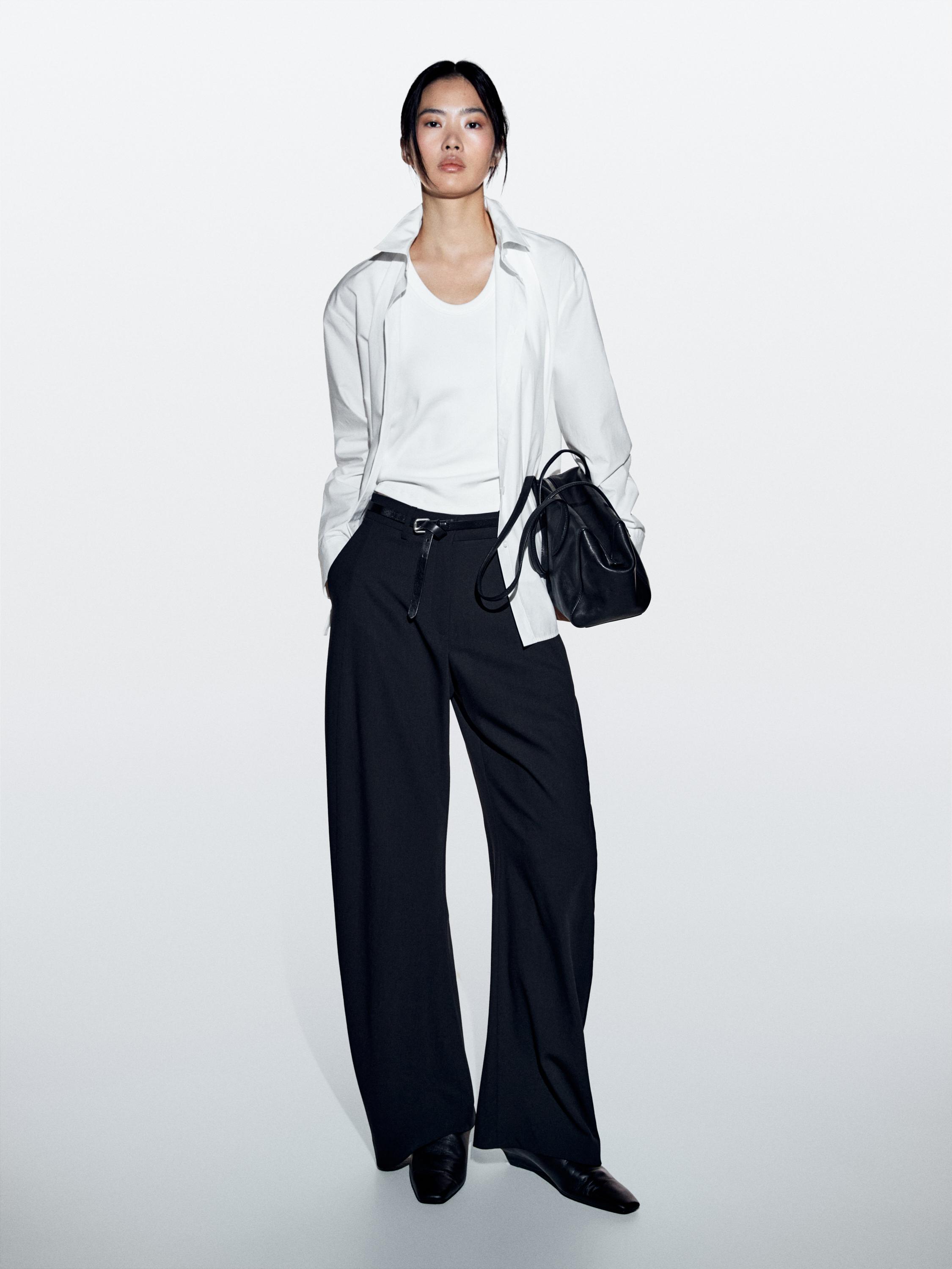 Wool blend wide-leg trousers
